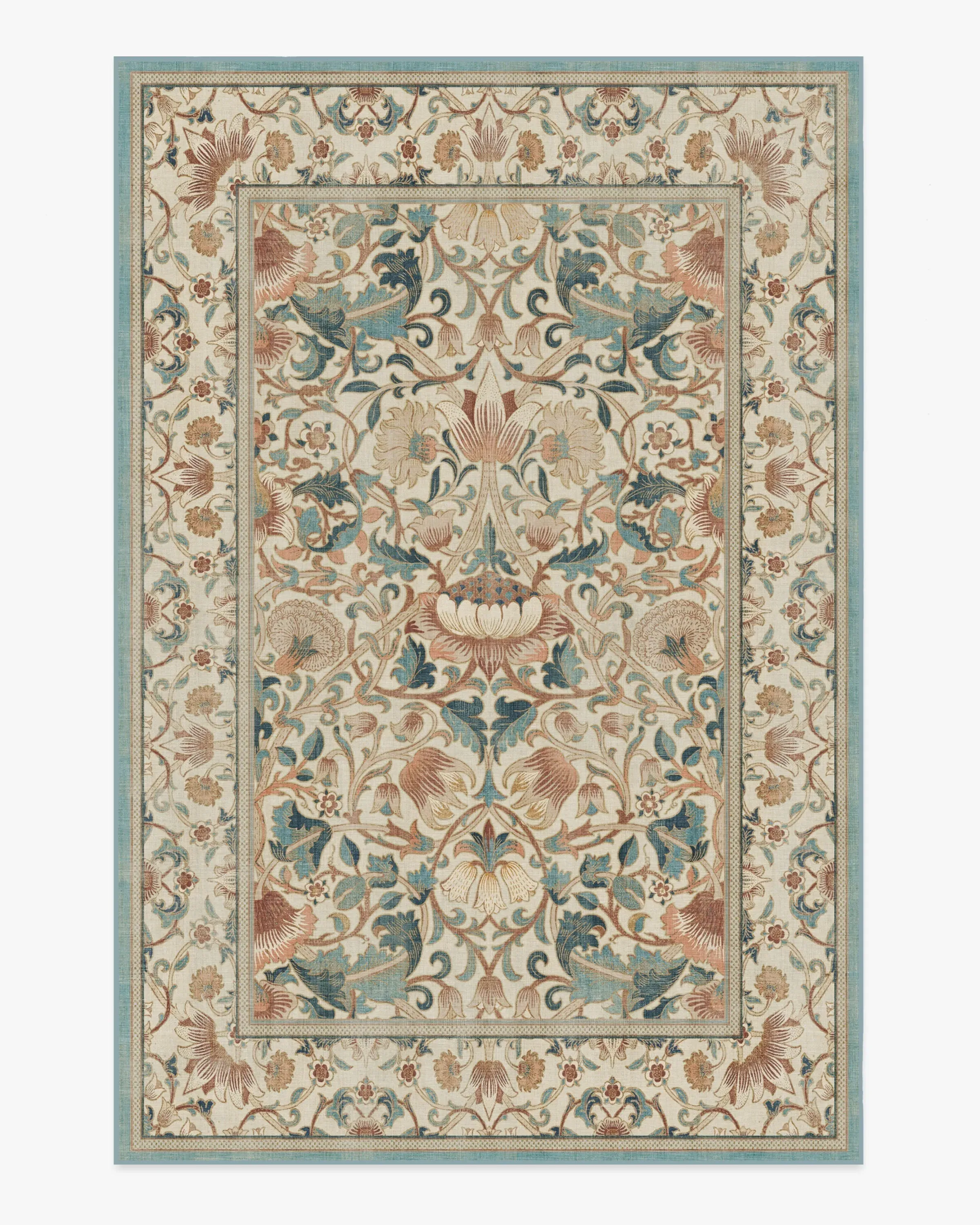 Machine Washable Area Rug - Rose & Teal