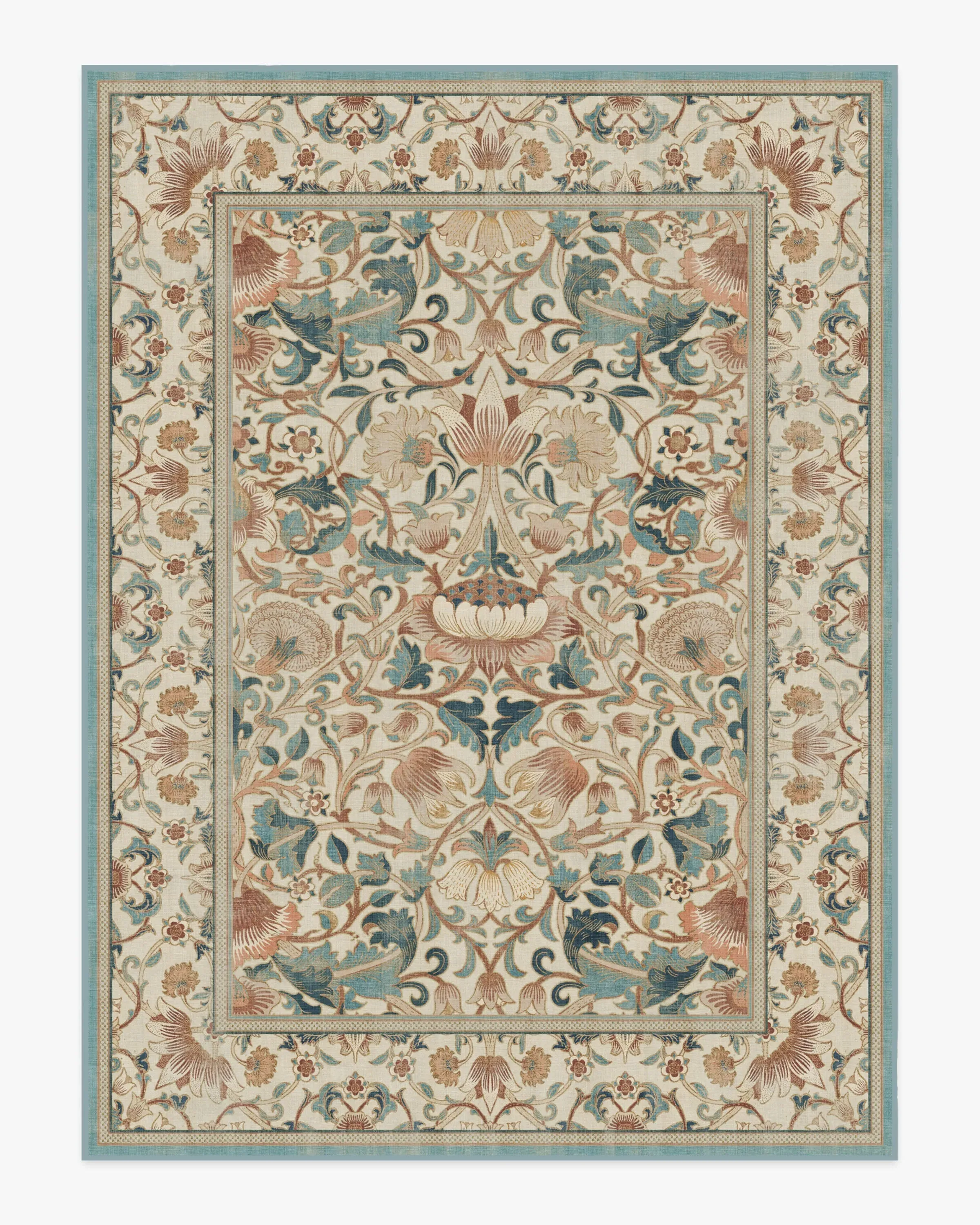 Machine Washable Area Rug - Rose & Teal