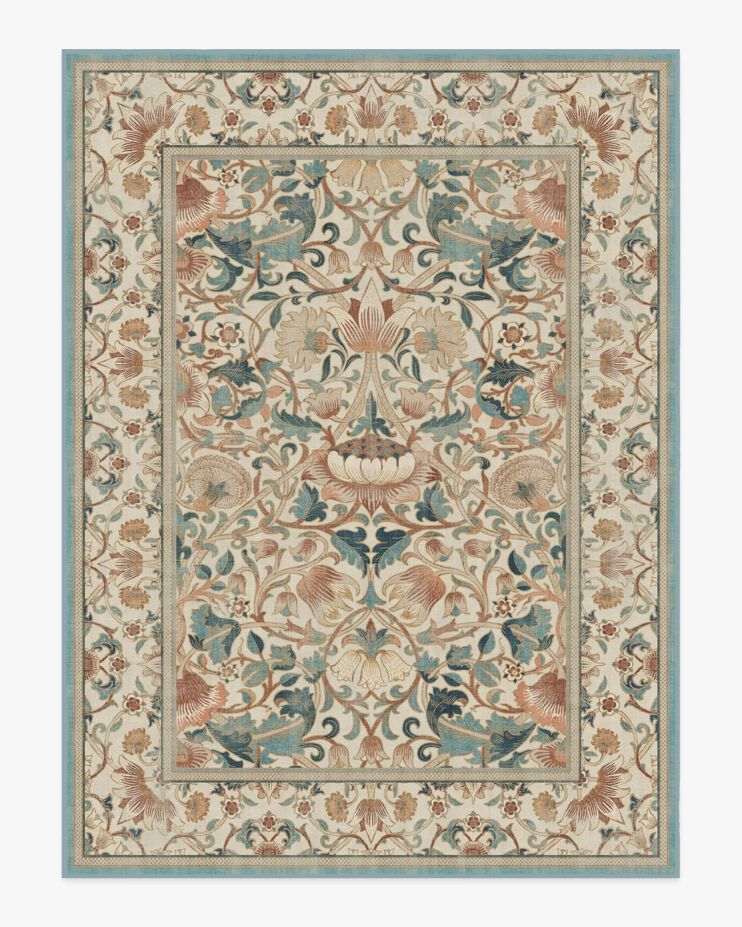 Machine Washable Area Rug - Rose & Teal