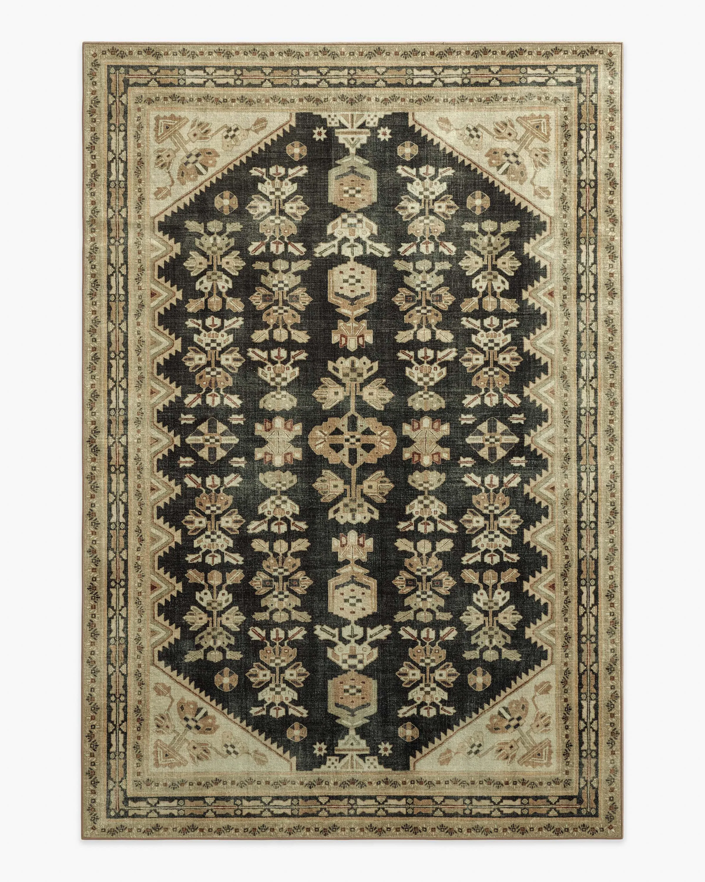 Machine Washable Area Rug - Tan, Black