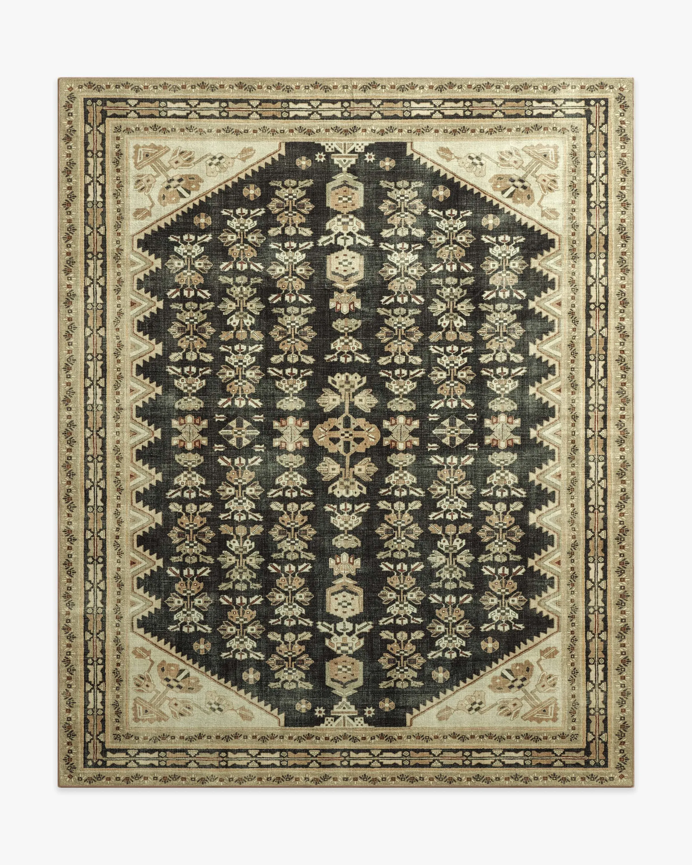 Machine Washable Area Rug - Tan, Black
