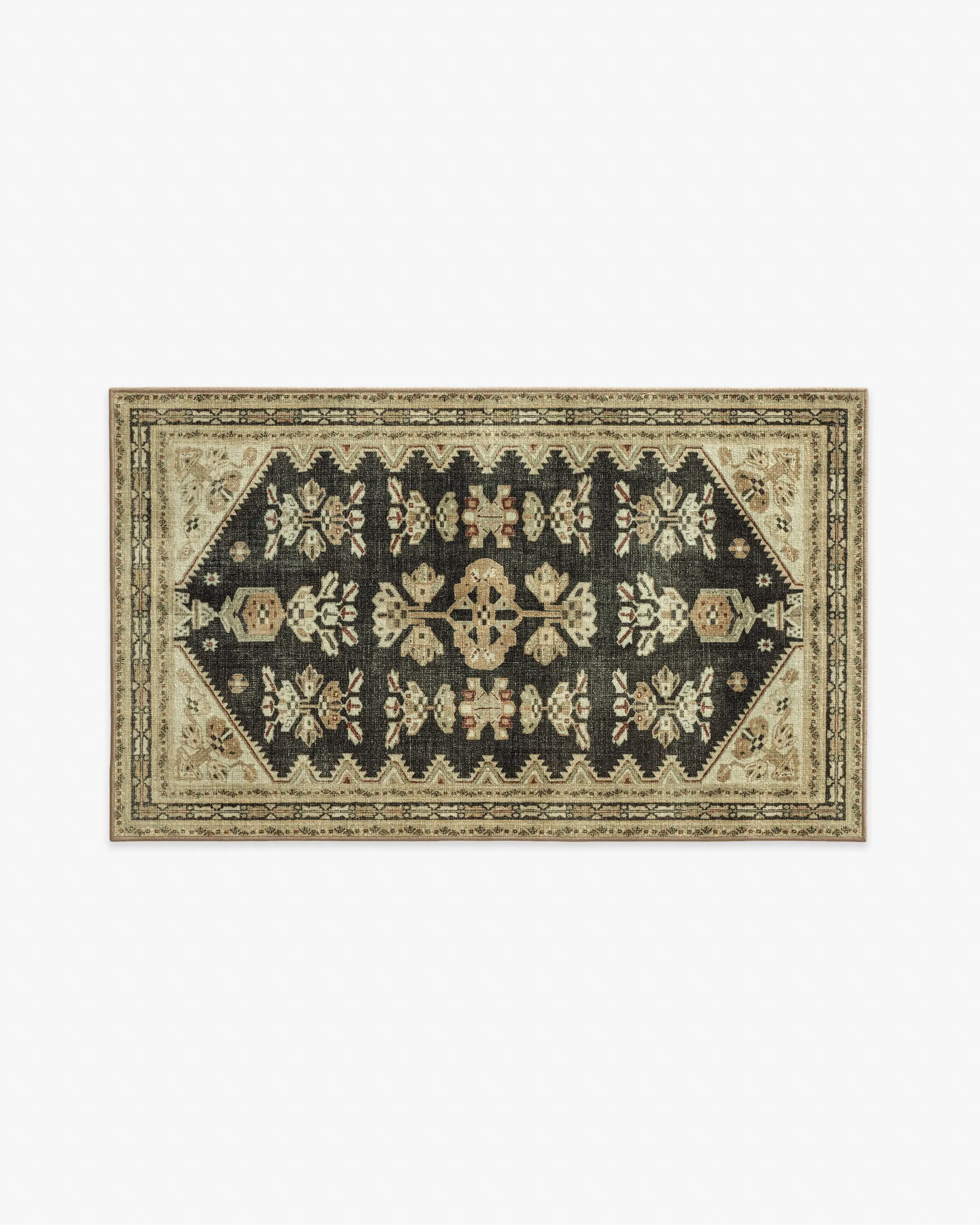 Machine Washable Area Rug - Tan, Black