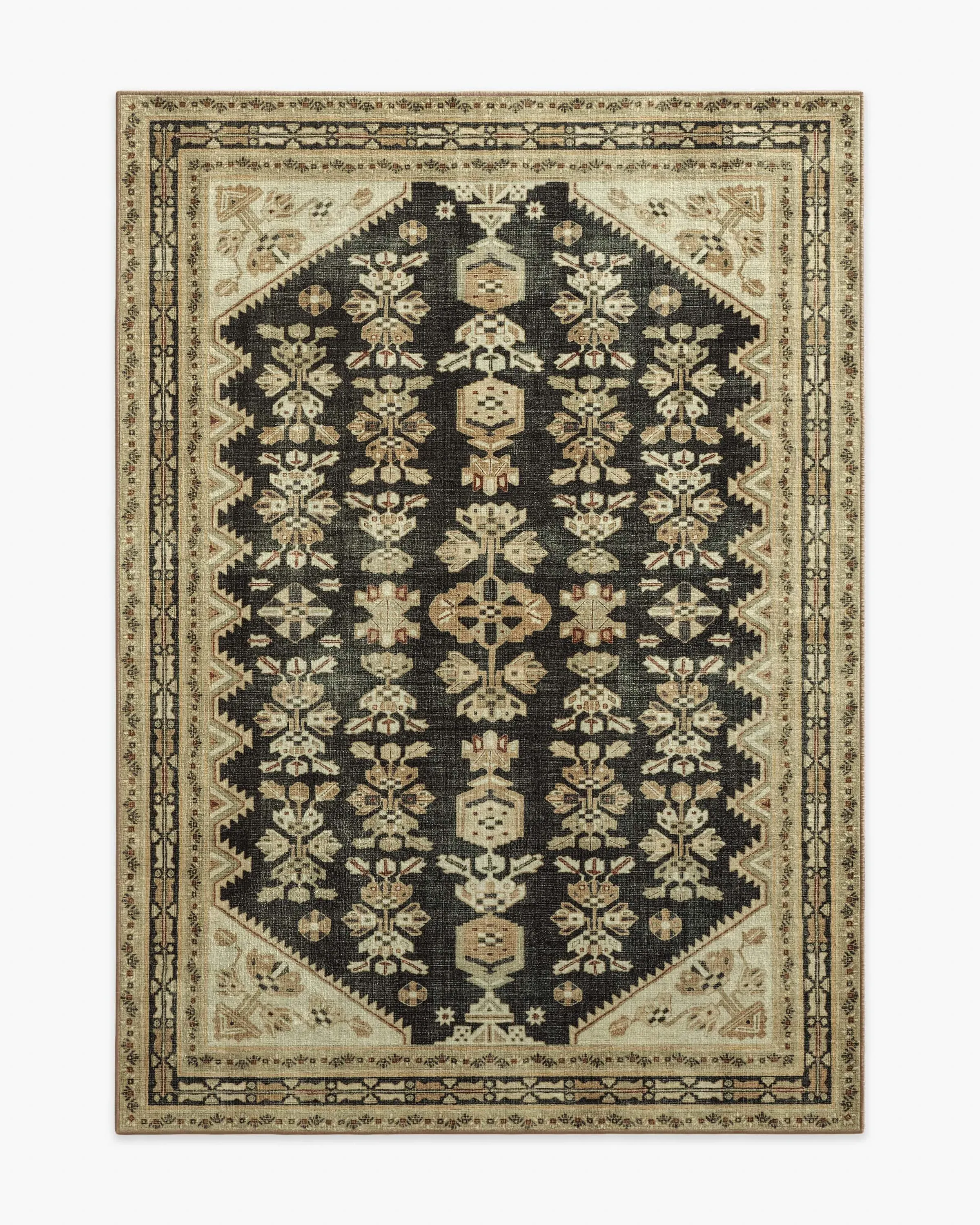 Machine Washable Area Rug - Tan, Black