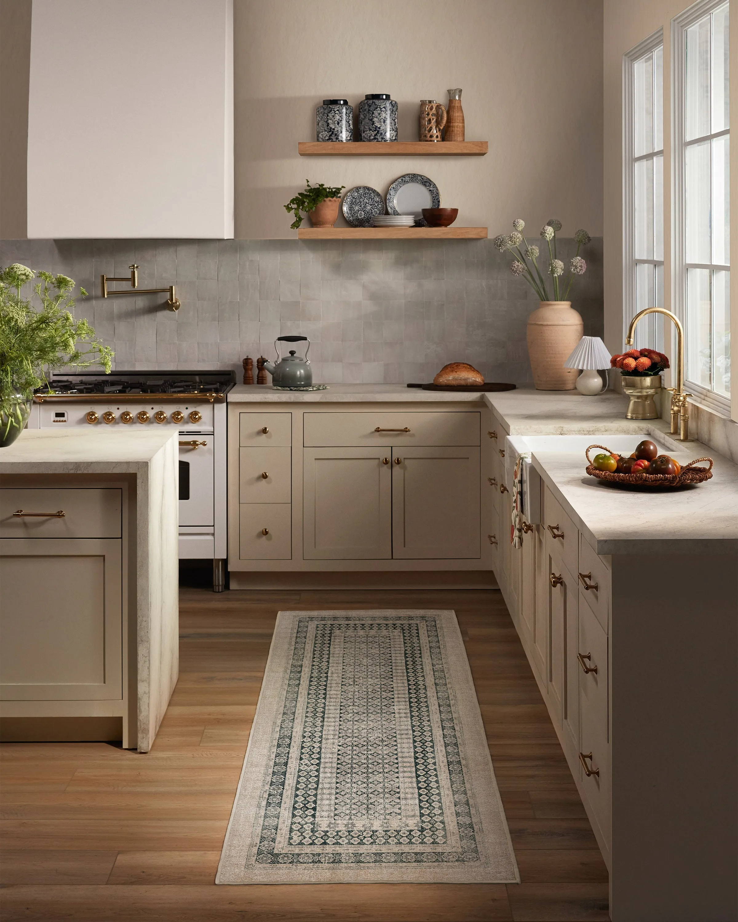 Machine Washable Area Rug - Taupe, Charcoal