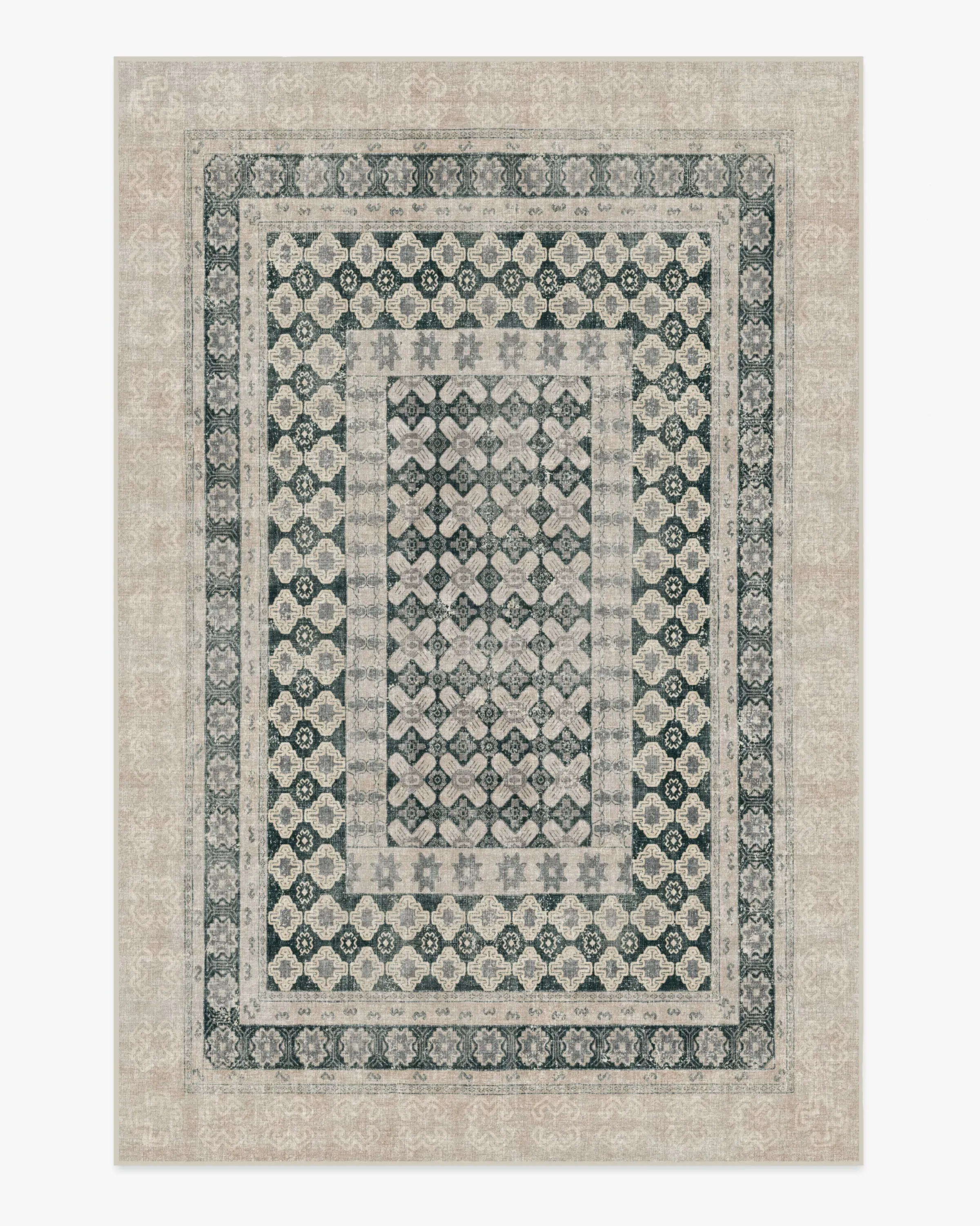 Machine Washable Area Rug - Taupe, Charcoal
