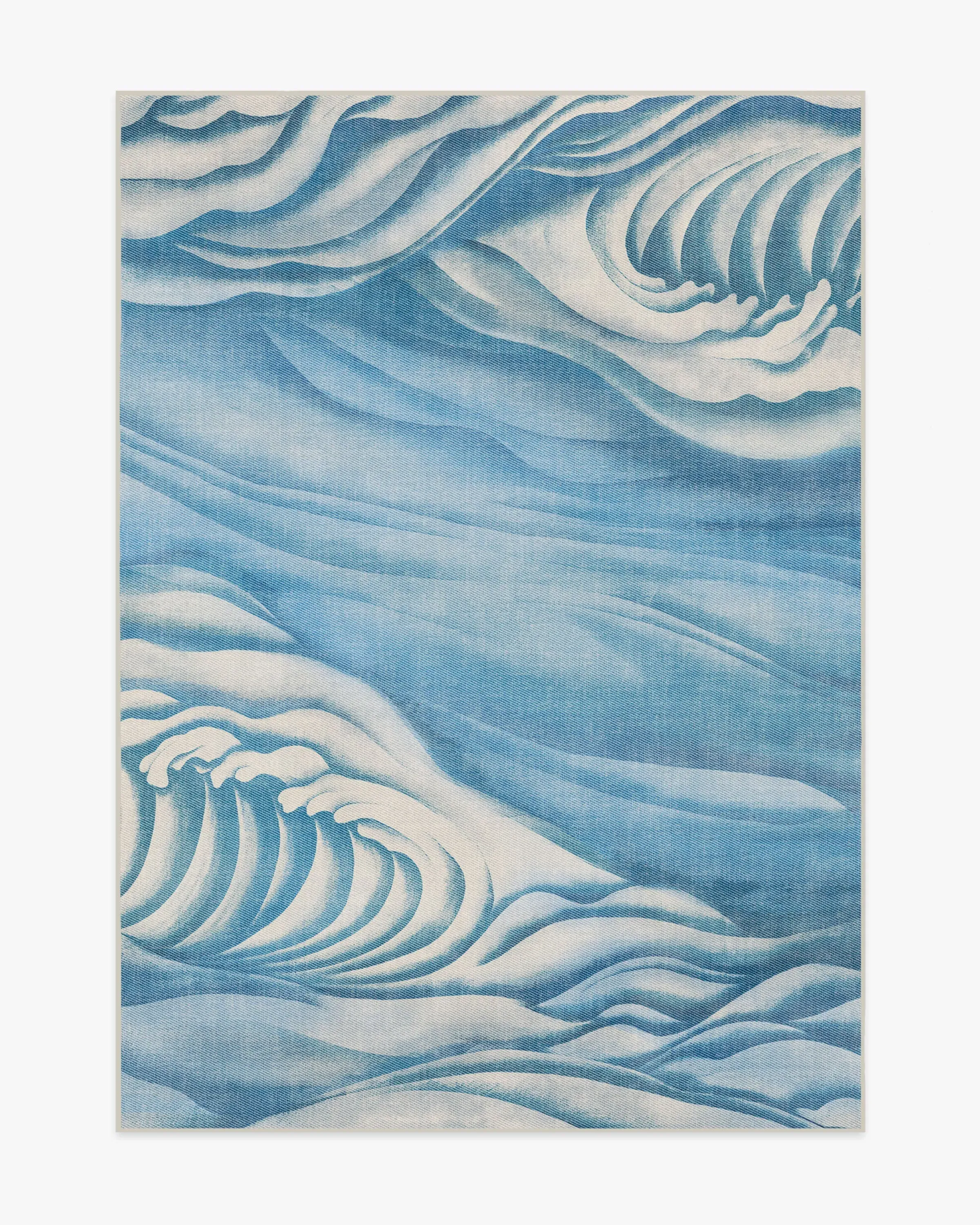Machine Washable Area Rug Waves - Blue