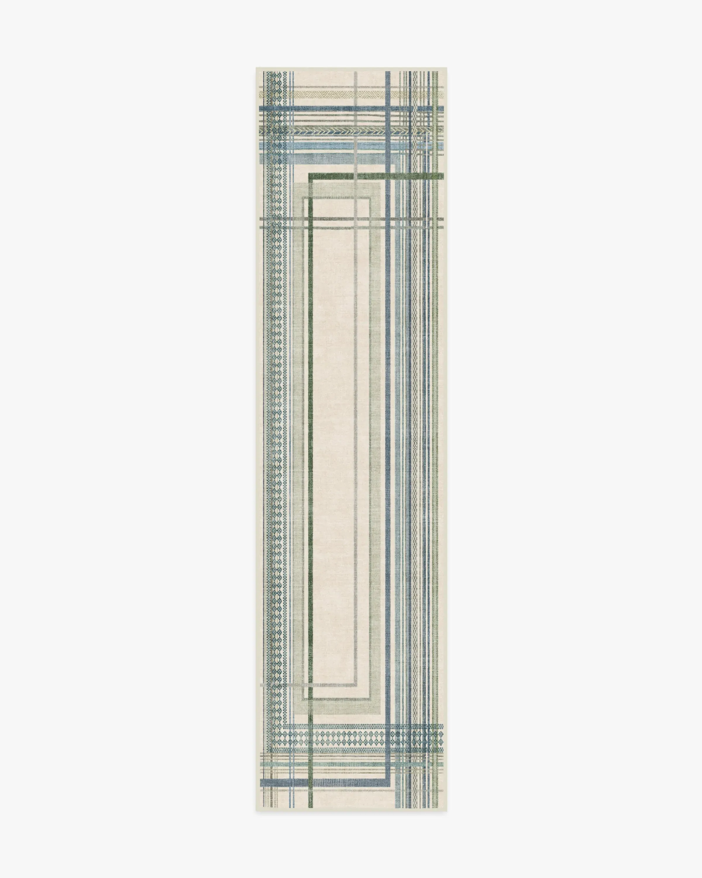 Machine Washable Runner Rug - Blue & Green