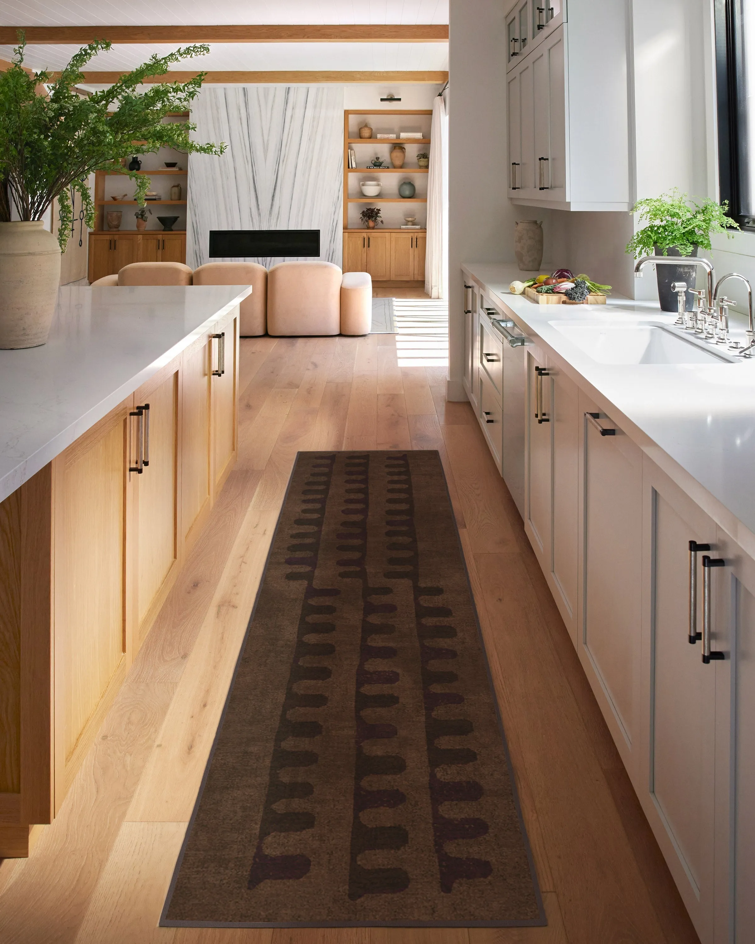 Machine Washable Runner Rug - Brown, Flatwoven