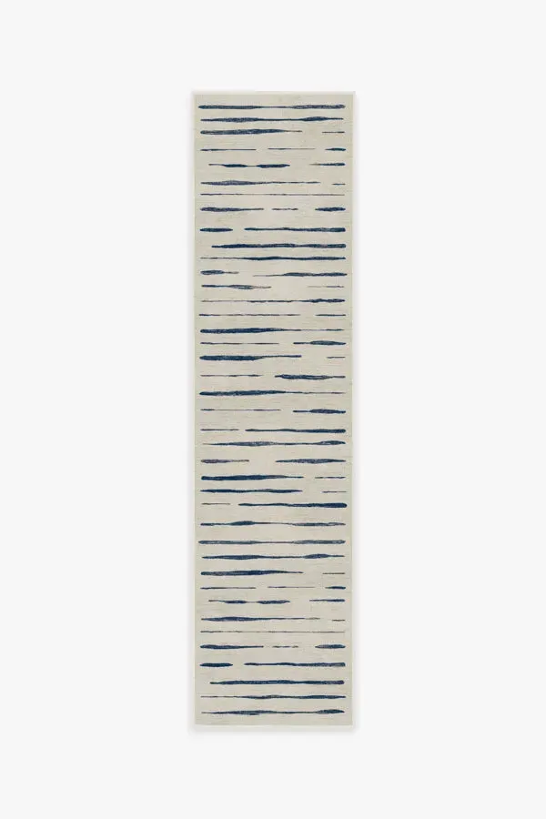 Machine Washable Runner Rug - Indigo Stripe