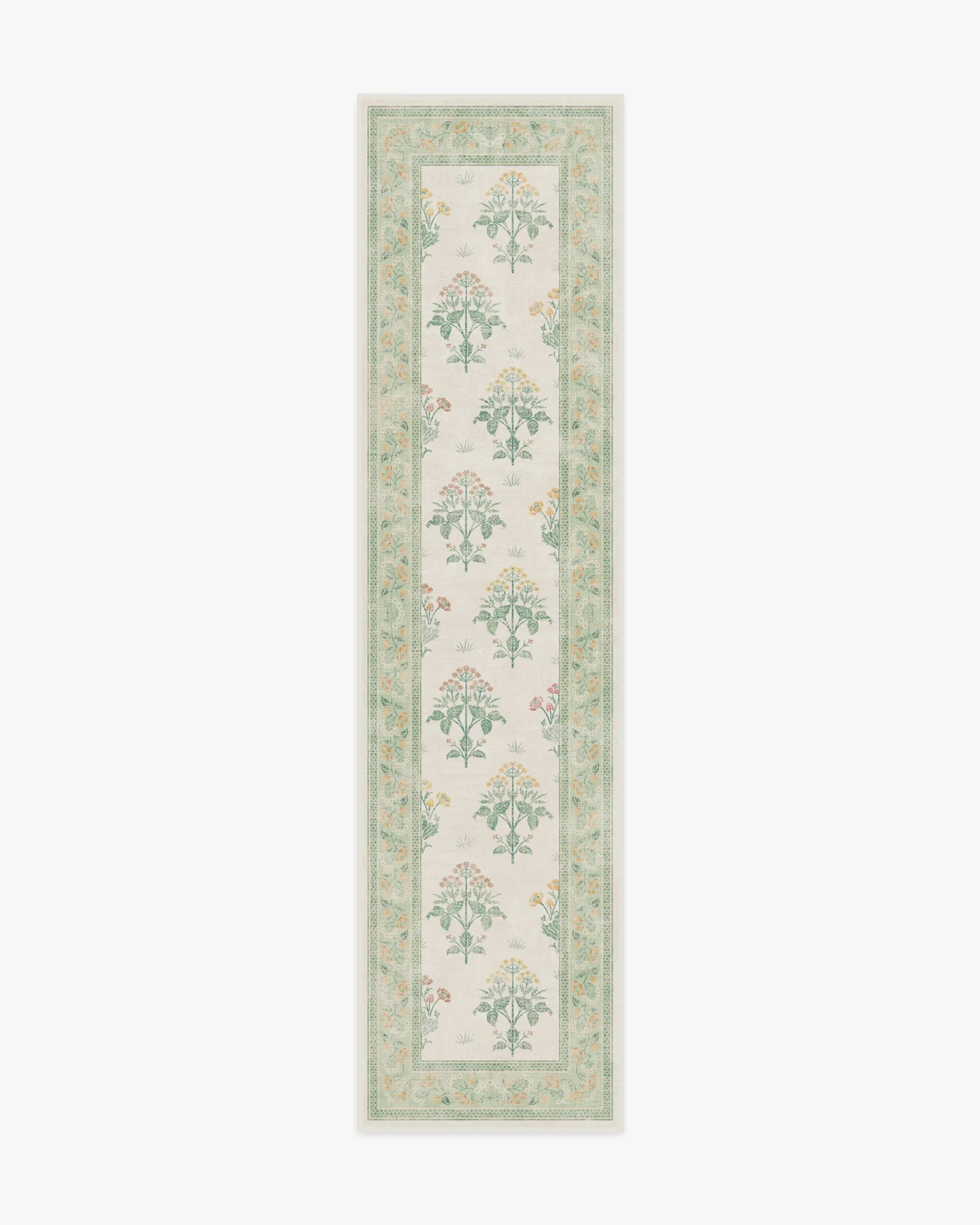 Machine Washable Runner Rug - Ivory, Green