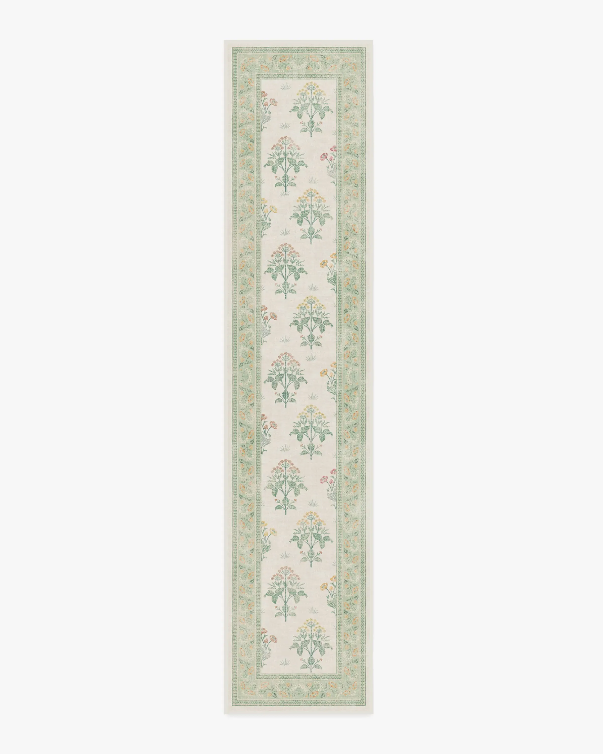 Machine Washable Runner Rug - Ivory, Green