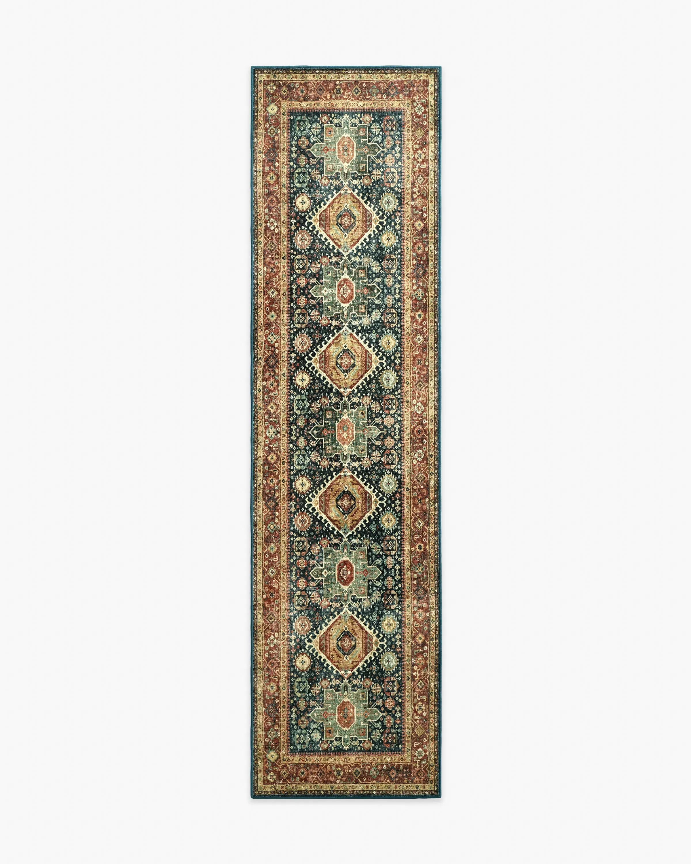 Machine Washable Runner Rug - Navy, Vintage