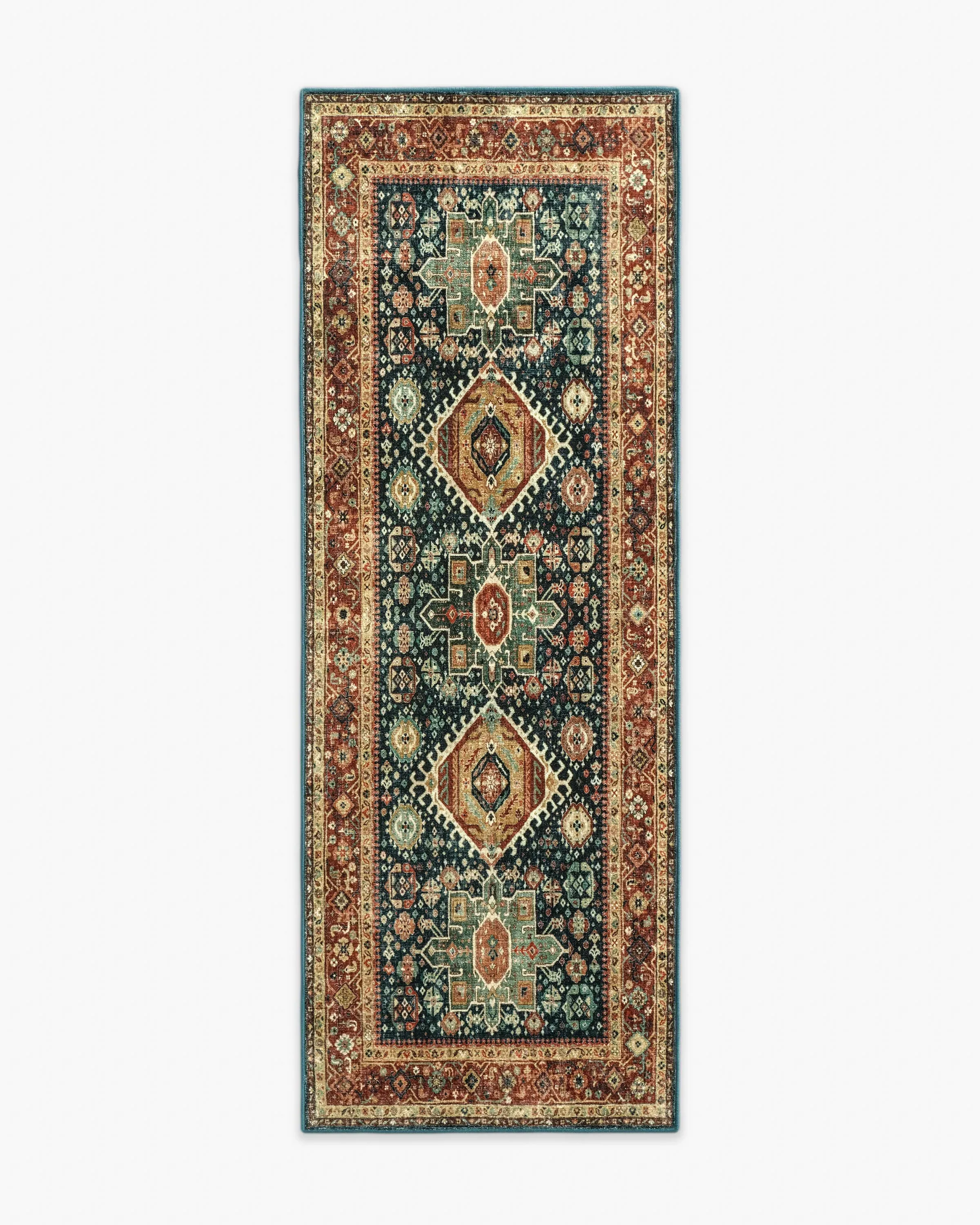 Machine Washable Runner Rug - Navy, Vintage