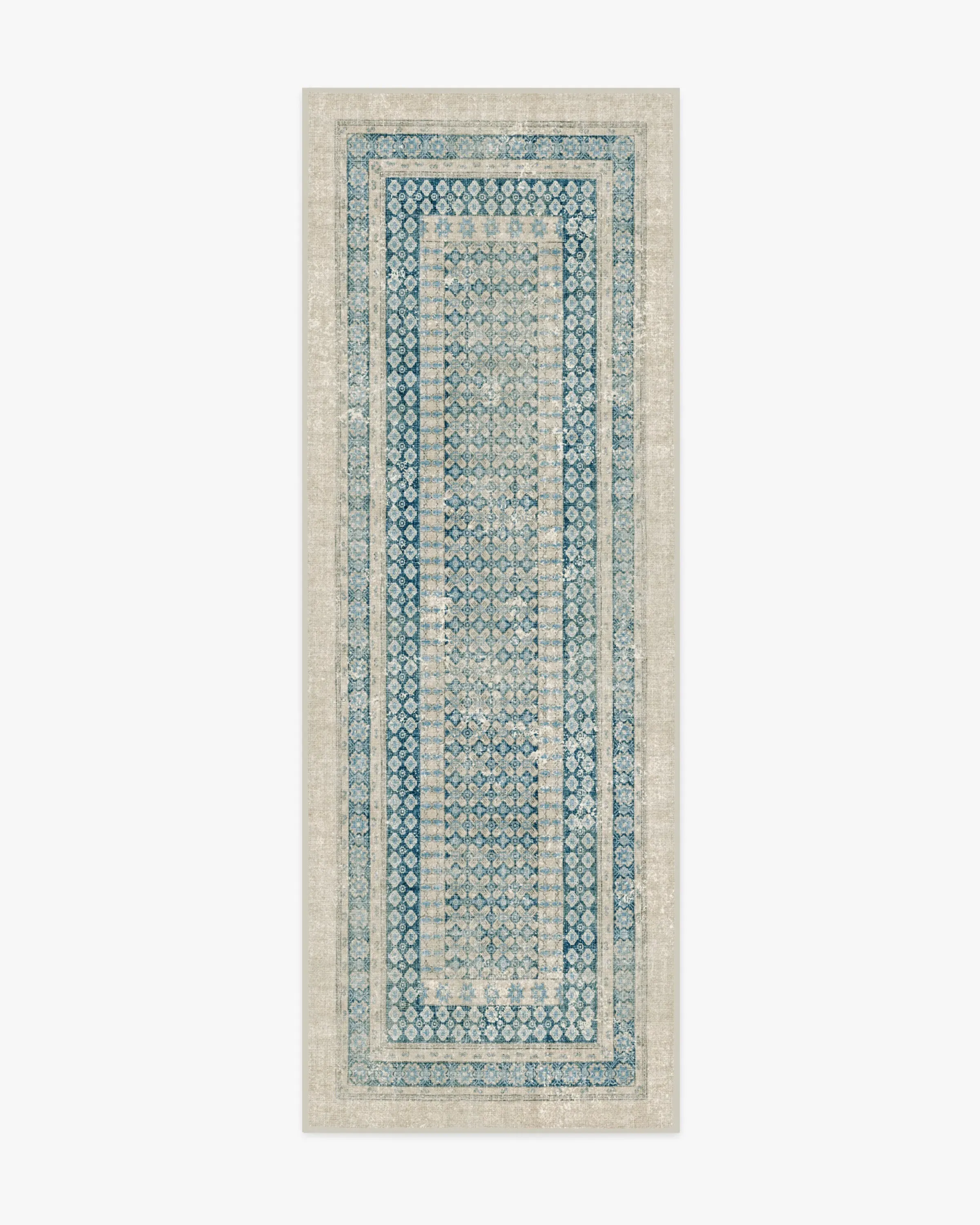 Machine Washable Runner Rug - Neutral, Blue