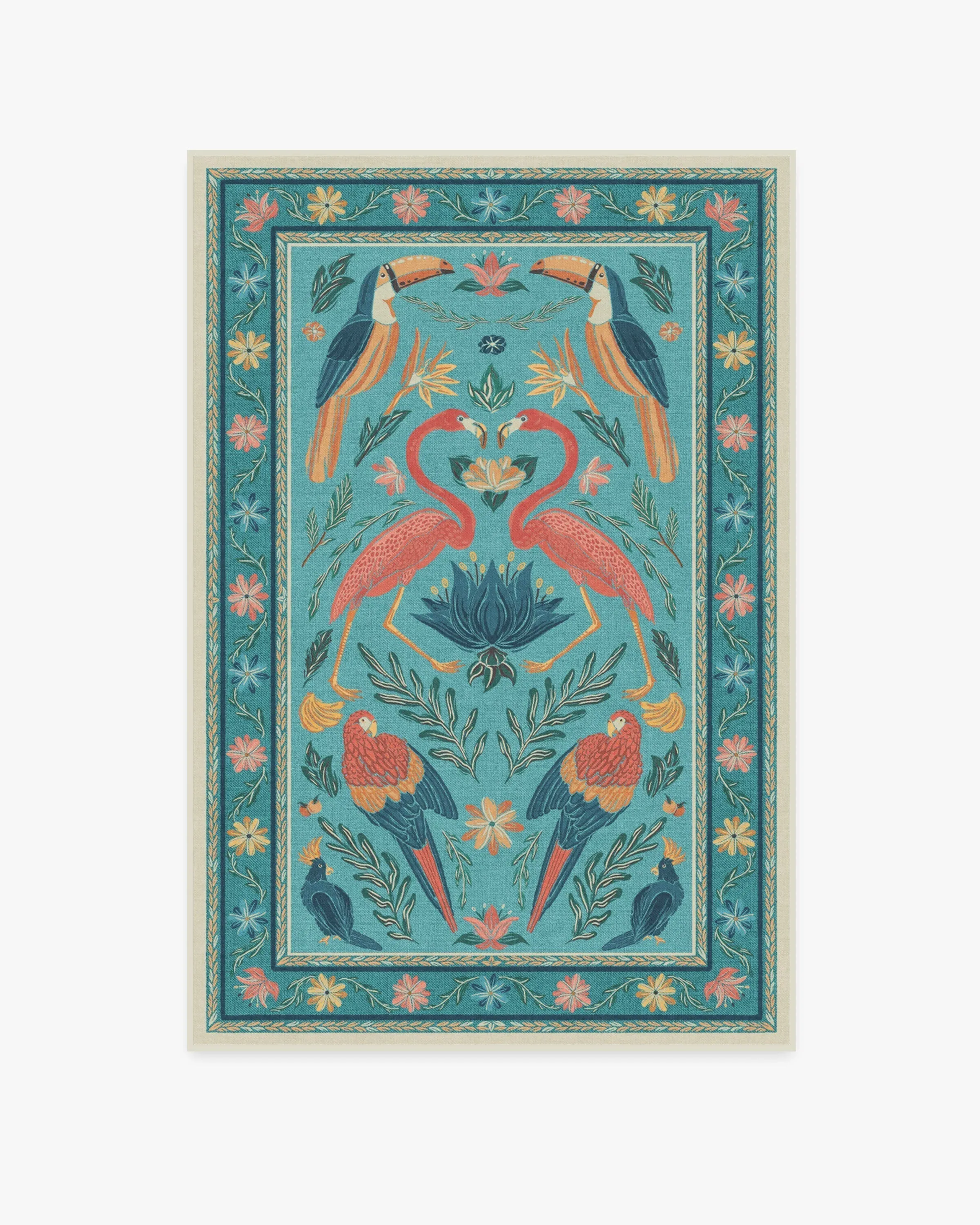 Medium Area Rug Machine Washable - Aqua, Chenille