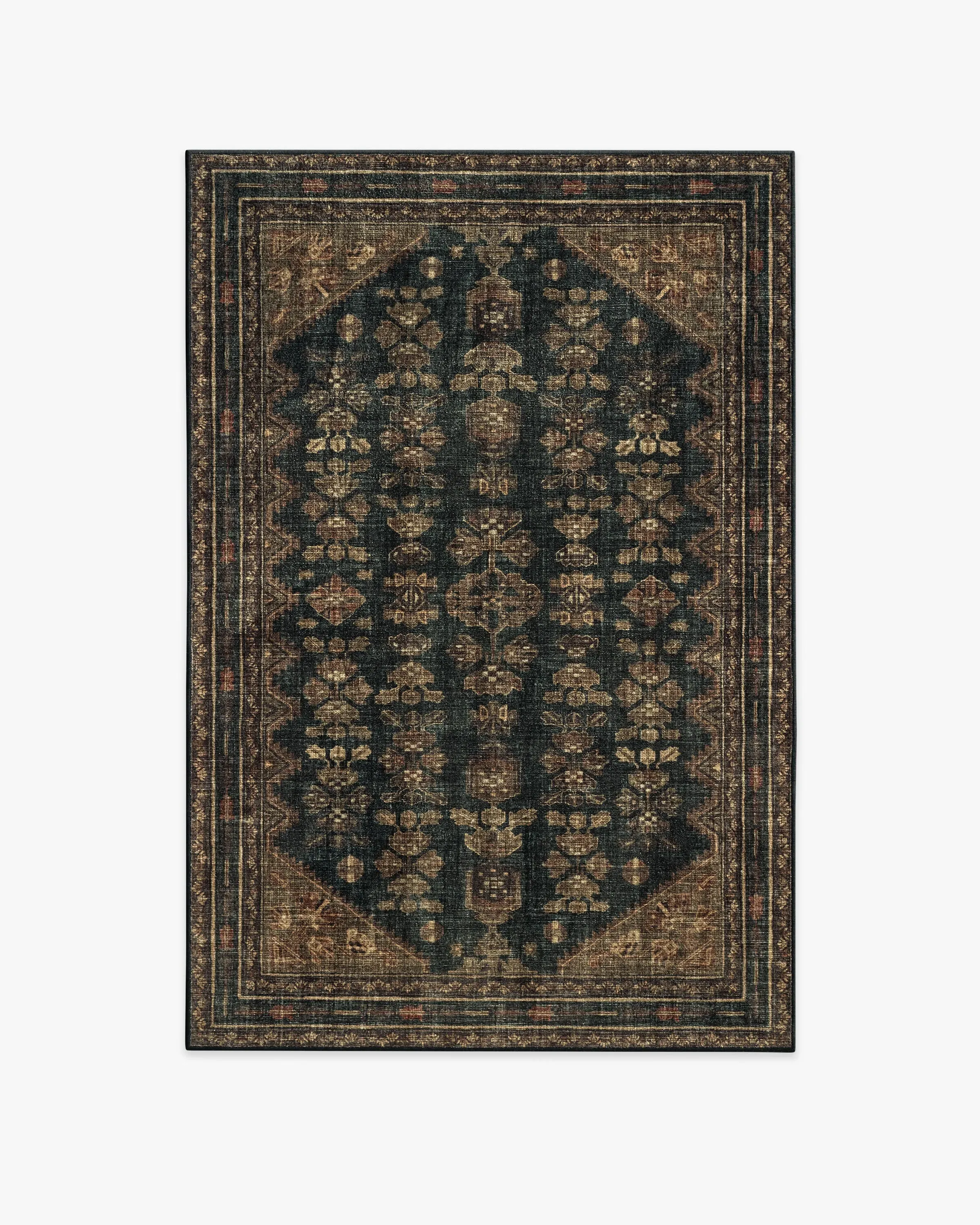 Medium Area Rug Machine Washable - Black, Brown