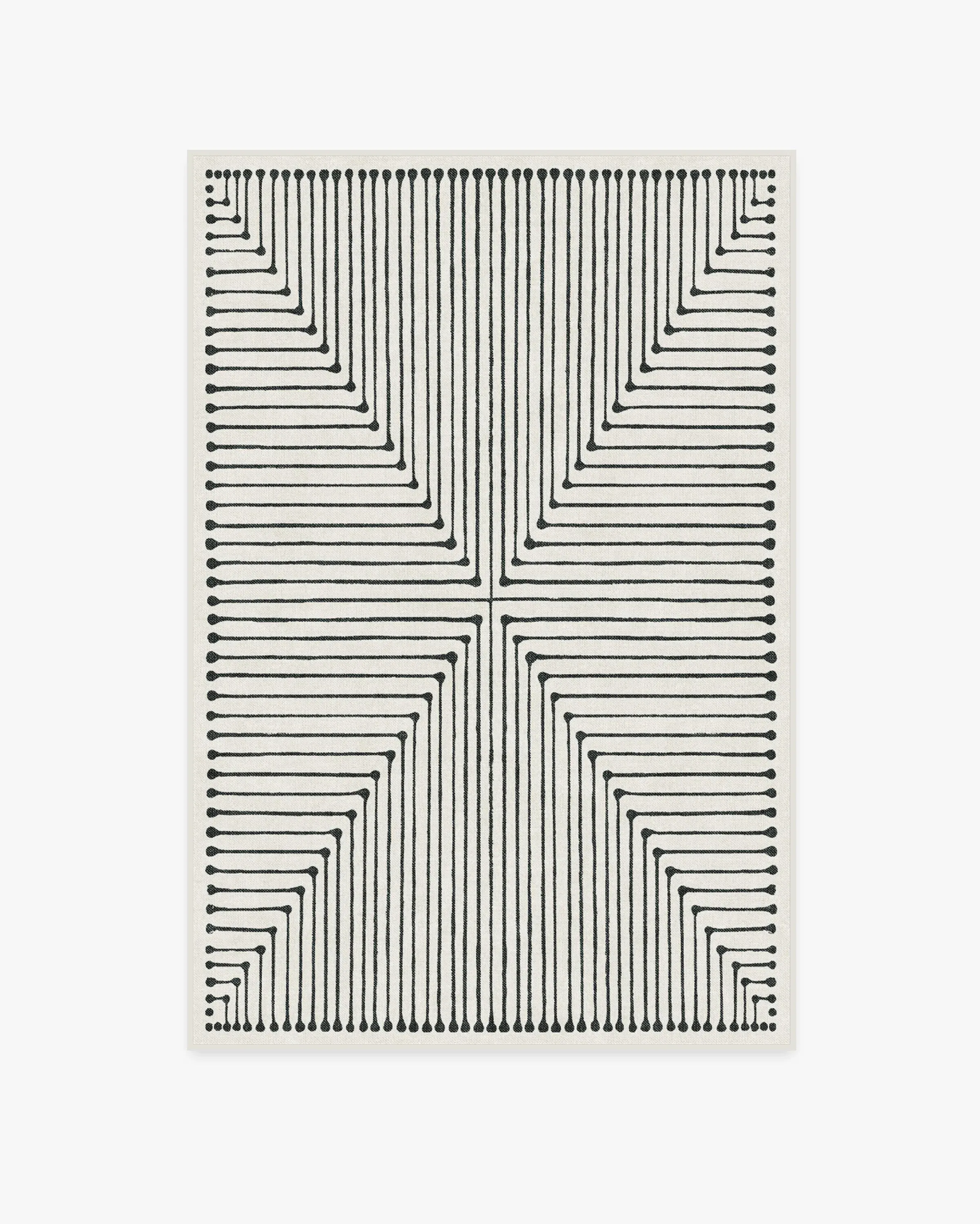 Medium Area Rug Machine Washable - Black, Ivory