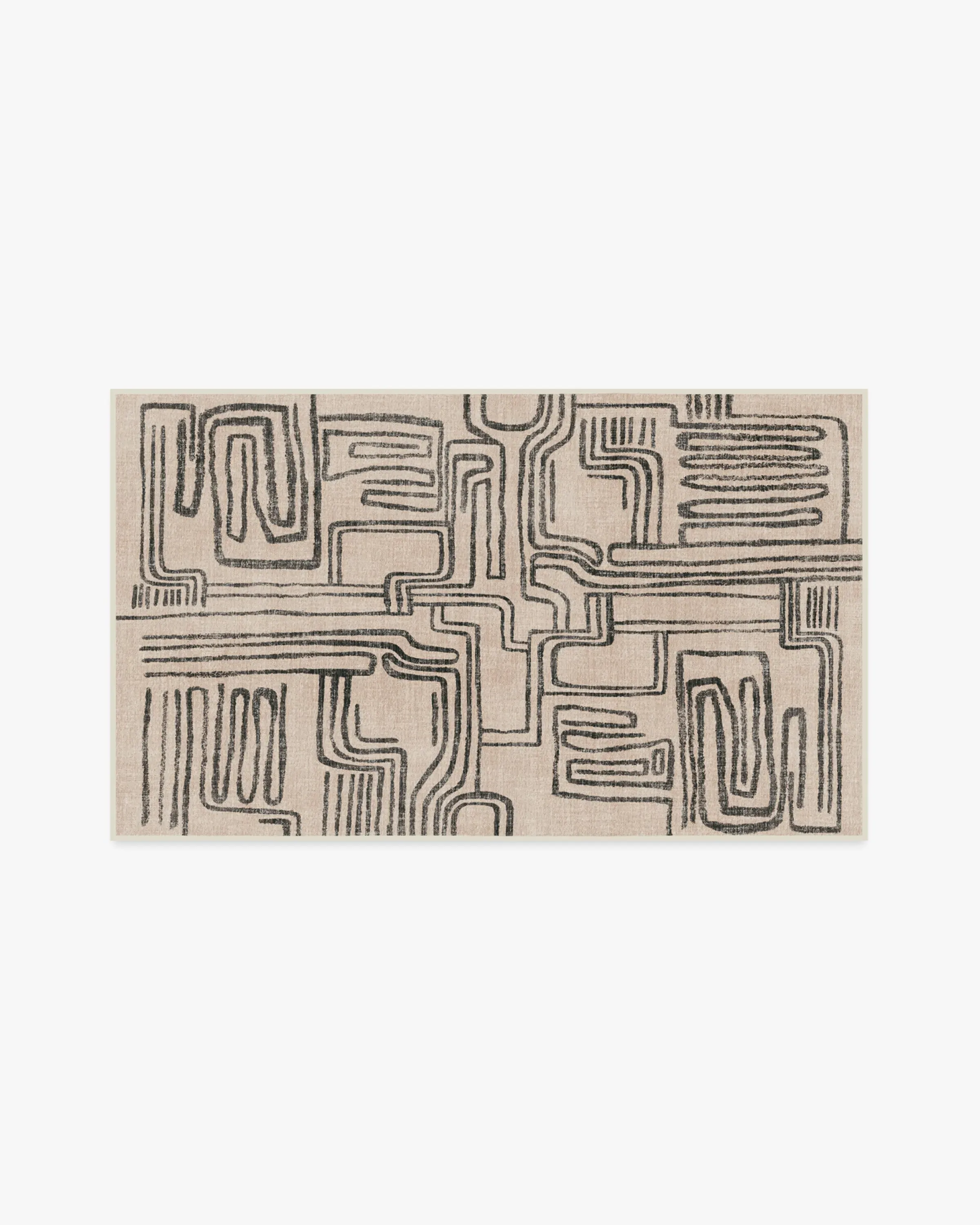 Medium Area Rug Machine Washable - Black, Ivory