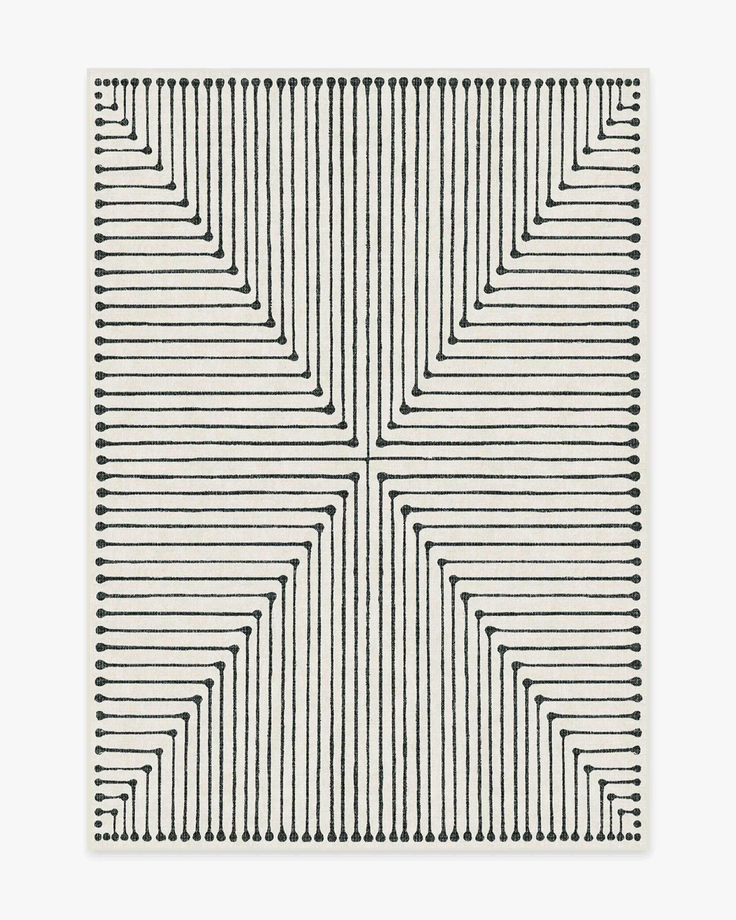 Medium Area Rug Machine Washable - Black, Ivory
