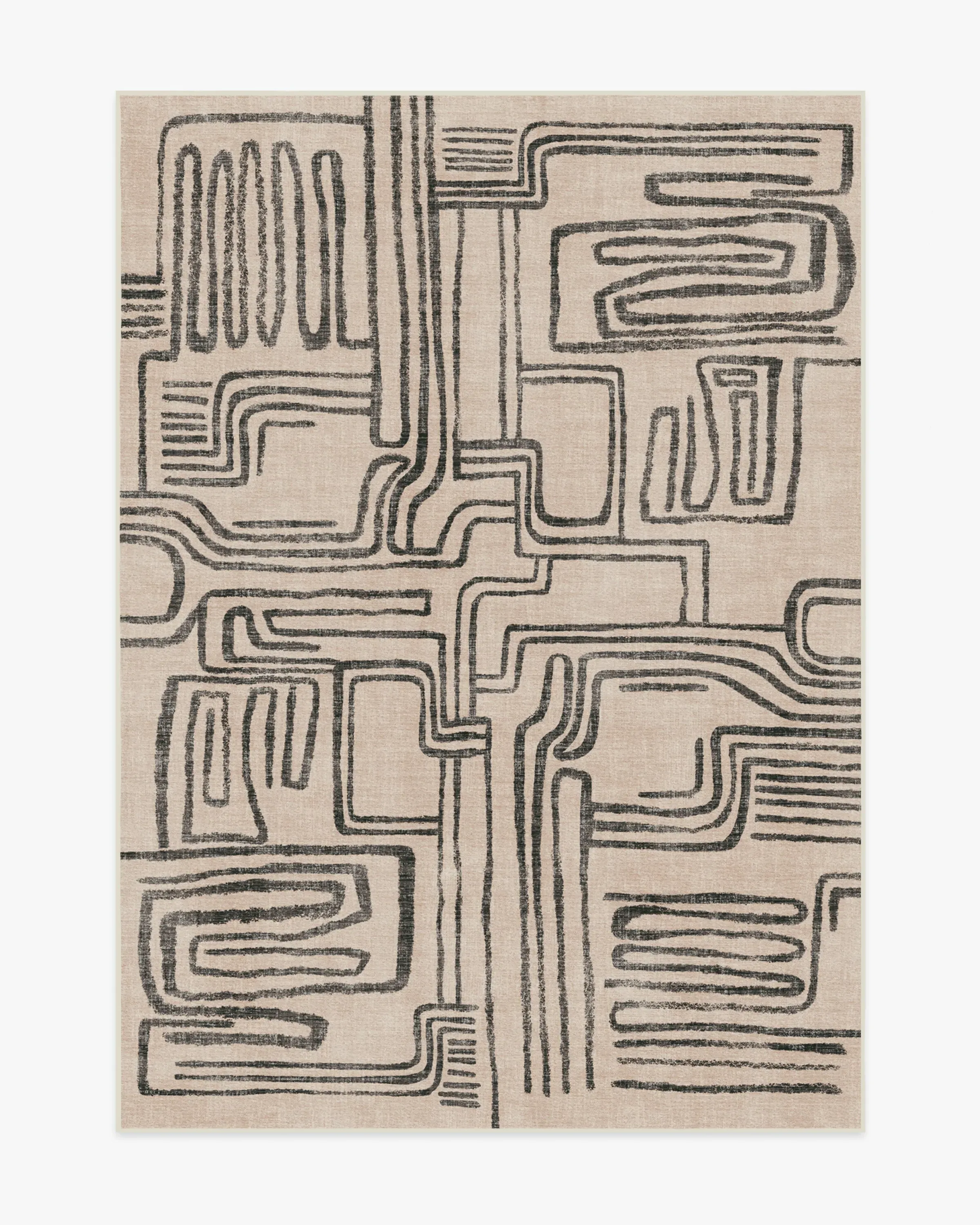 Medium Area Rug Machine Washable - Black, Ivory