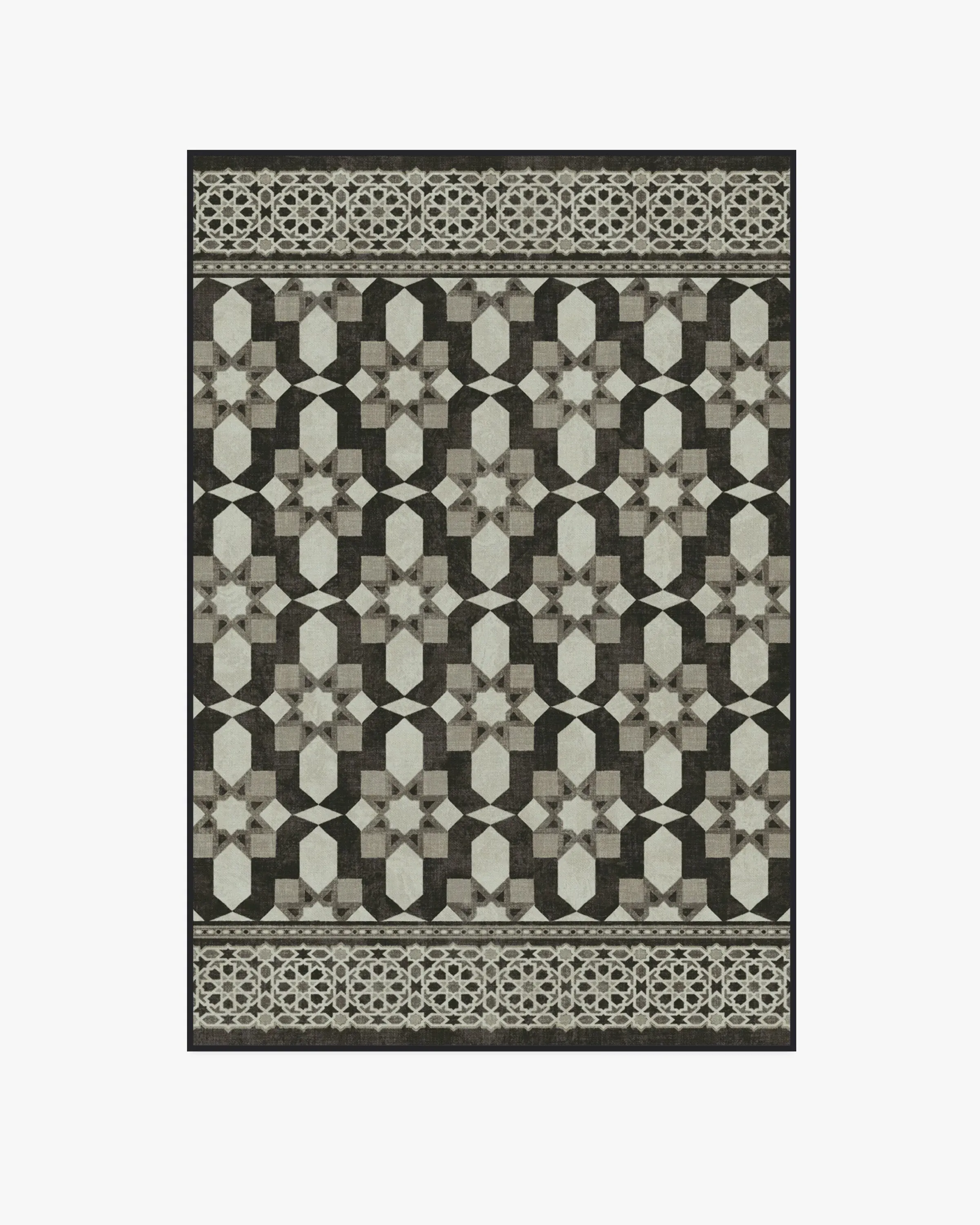 Medium Area Rug Machine Washable - Black, Ivory