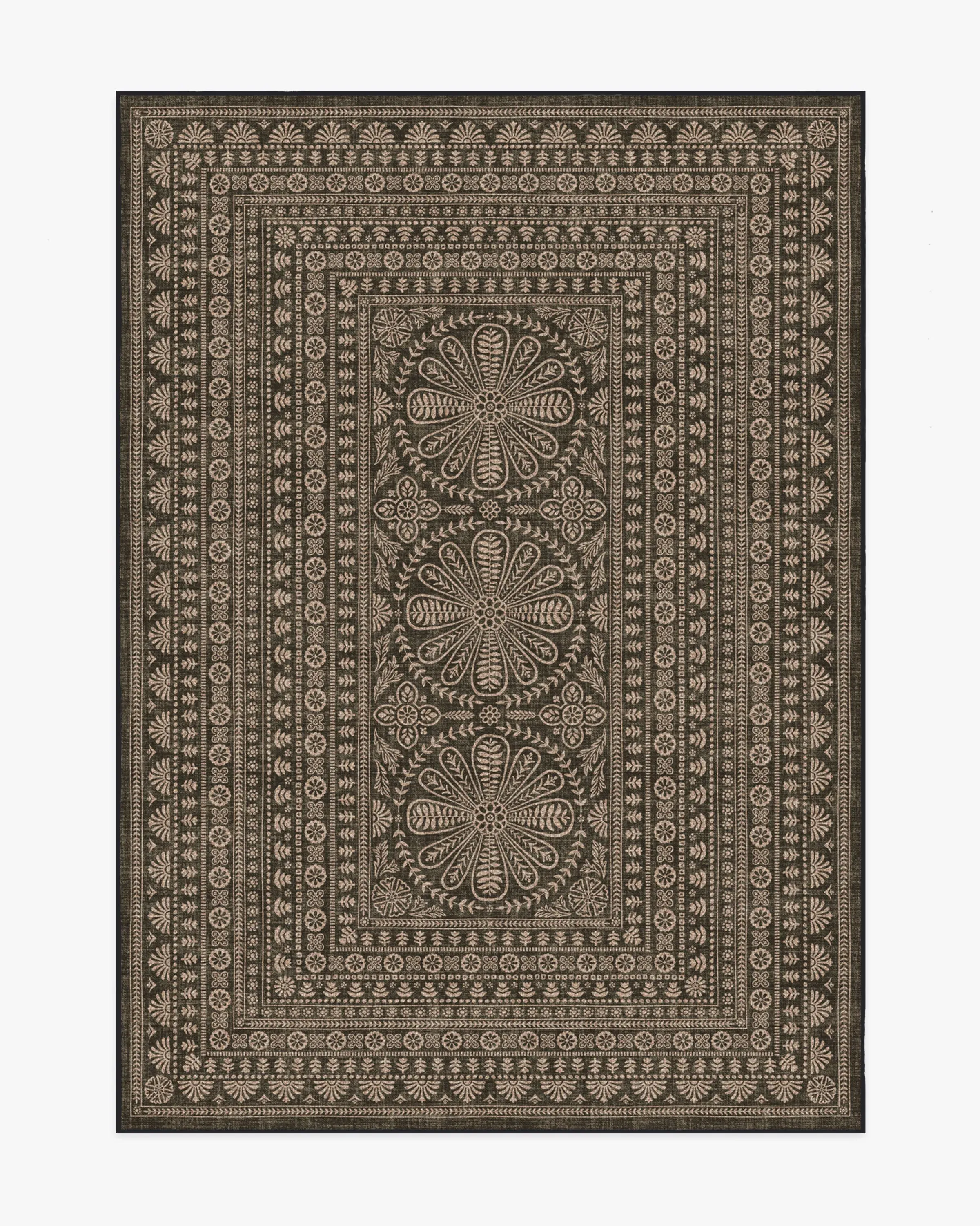 Medium Area Rug Machine Washable - Black, Polyester