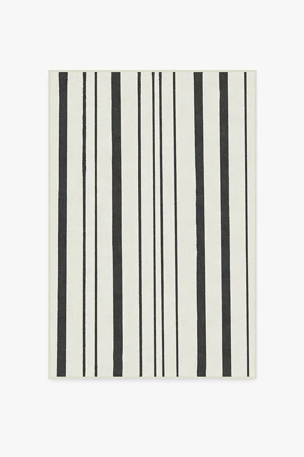 Medium Area Rug Machine Washable - Black Stripe