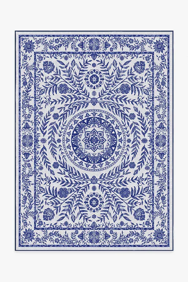 Medium Area Rug Machine Washable - Blue