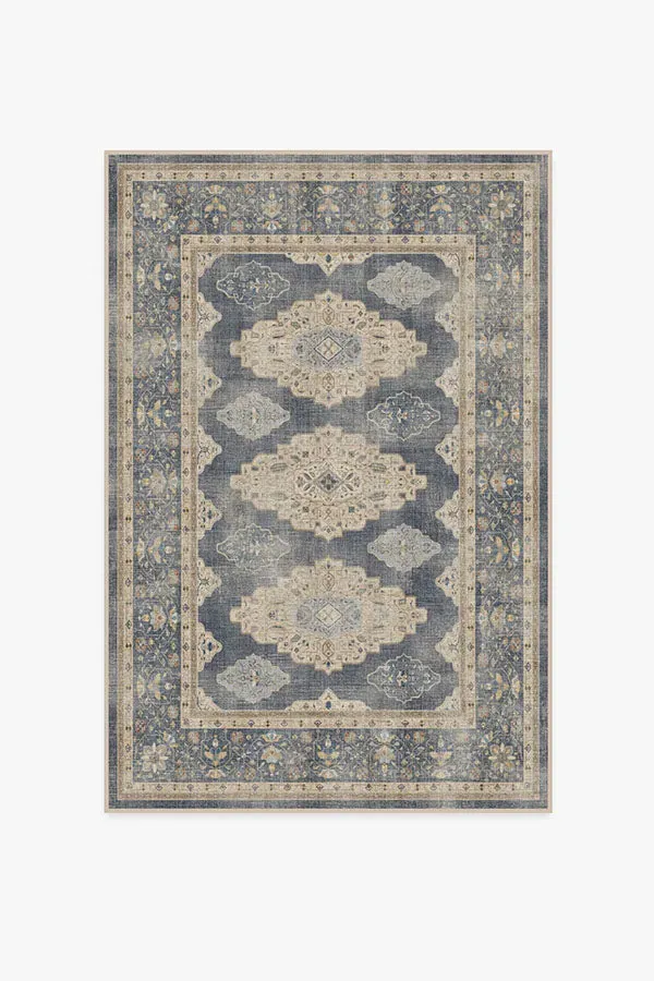 Medium Area Rug Machine Washable - Blue, Chenille