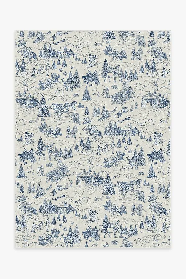 Medium Area Rug Machine Washable - Blue, Chenille
