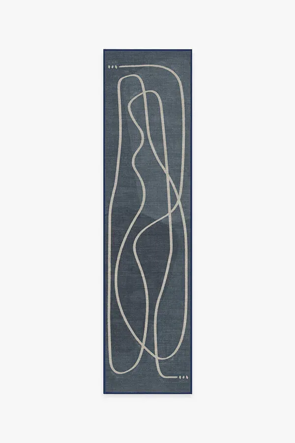 Medium Area Rug Machine Washable - Blue, Chenille