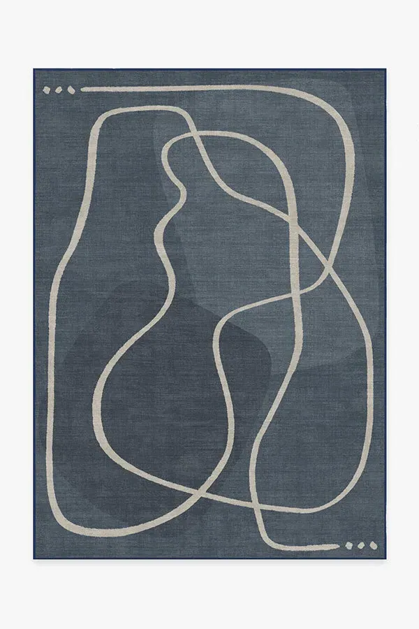 Medium Area Rug Machine Washable - Blue, Chenille