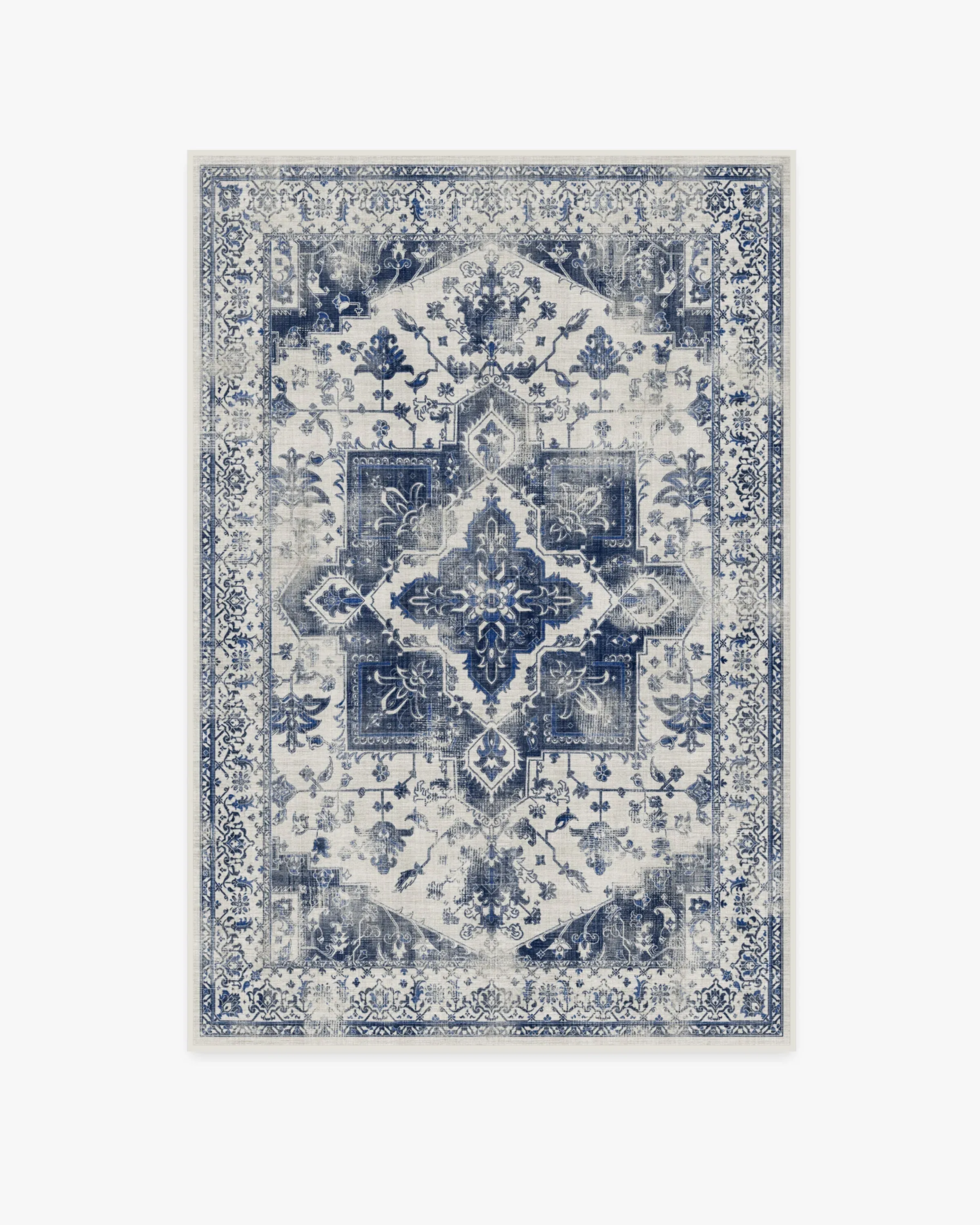 Medium Area Rug Machine Washable - Blue, Chenille