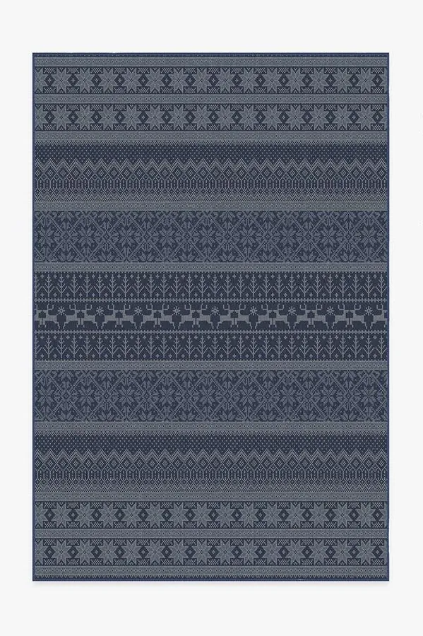 Medium Area Rug Machine Washable - Blue, Chenille