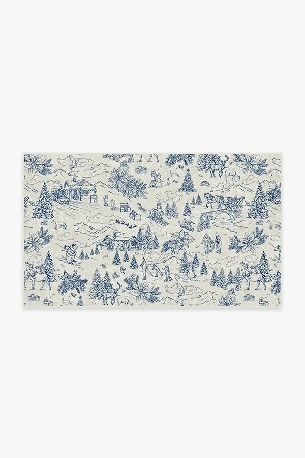Medium Area Rug Machine Washable - Blue, Chenille