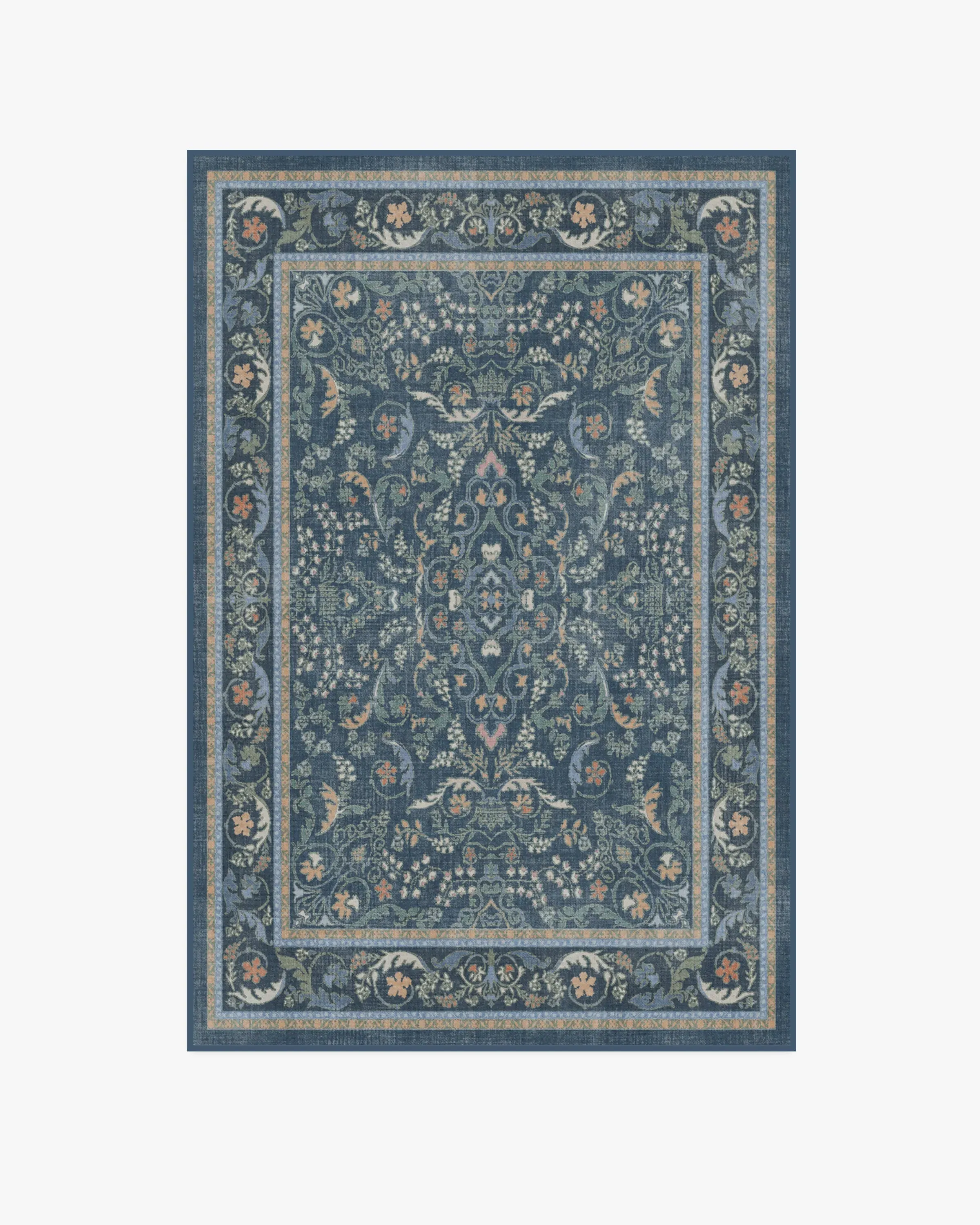 Medium Area Rug Machine Washable - Blue