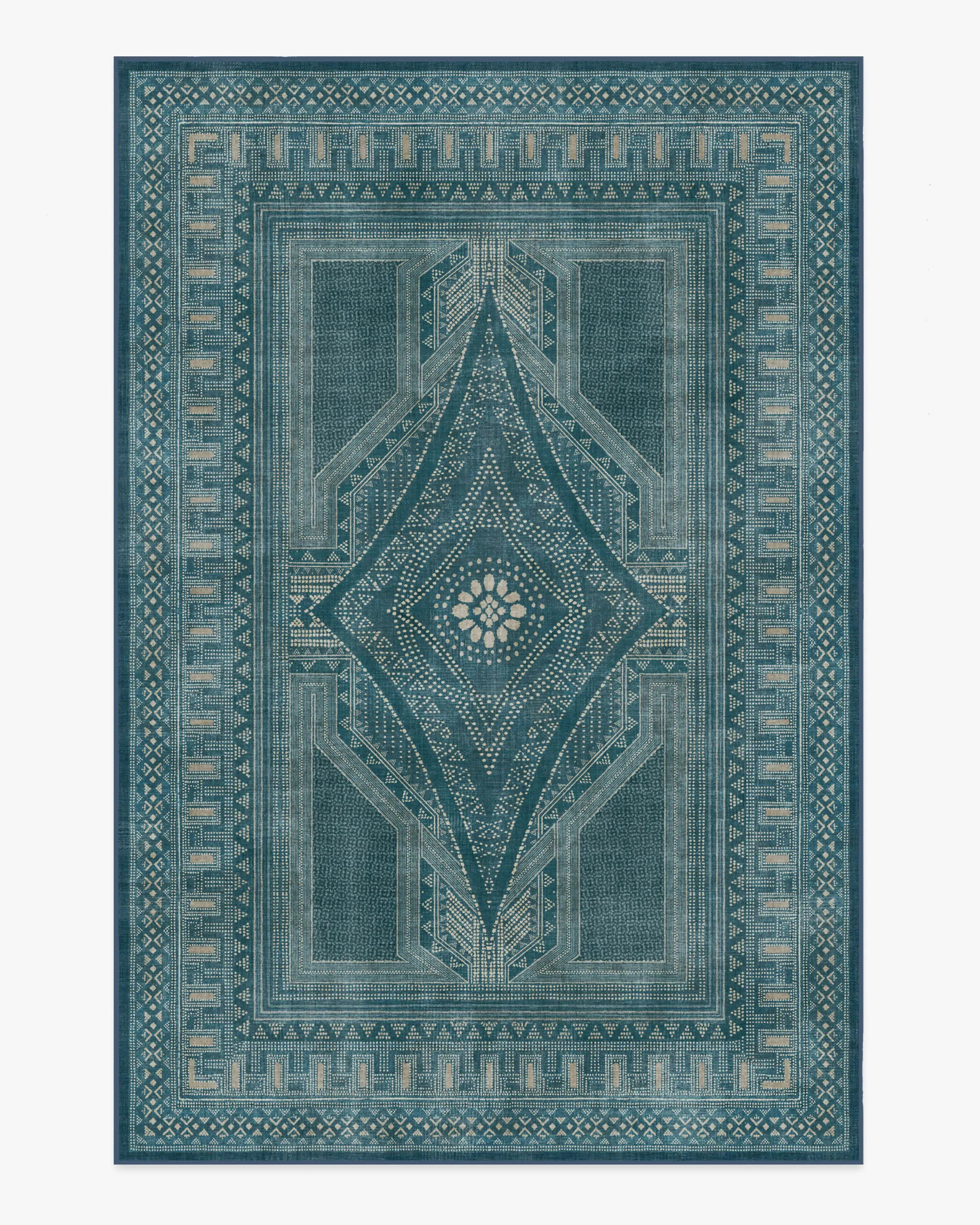 Medium Area Rug Machine Washable - Blue, Flatwoven