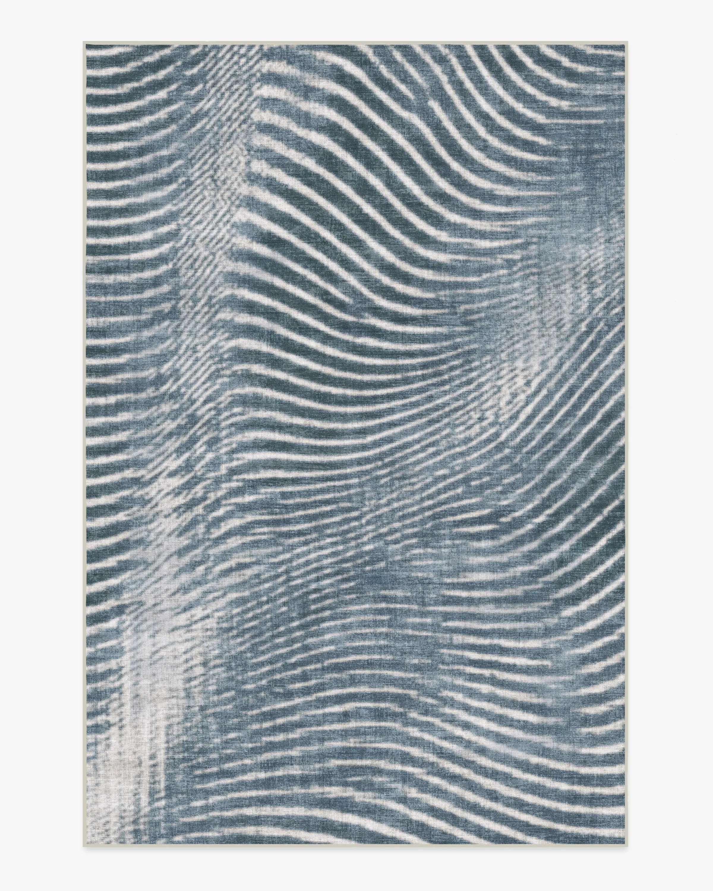 Medium Area Rug Machine Washable - Blue, Flatwoven