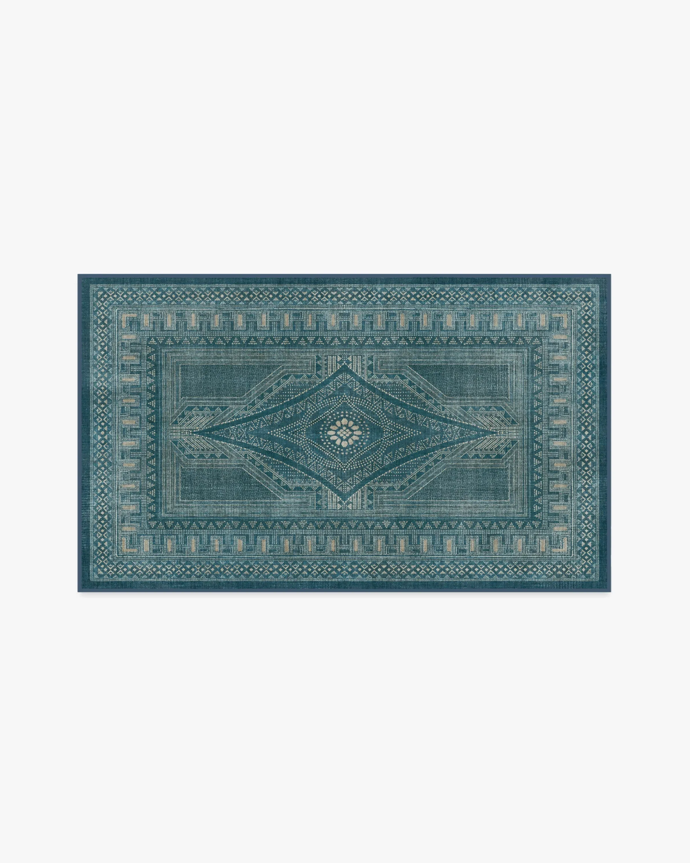Medium Area Rug Machine Washable - Blue, Flatwoven