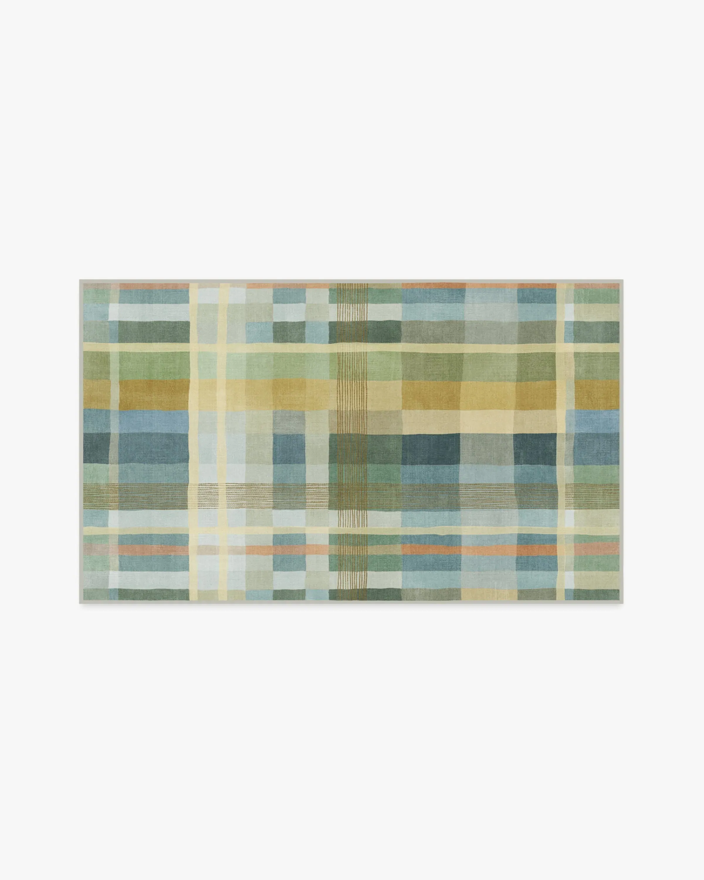 Medium Area Rug Machine Washable - Blue Plaid