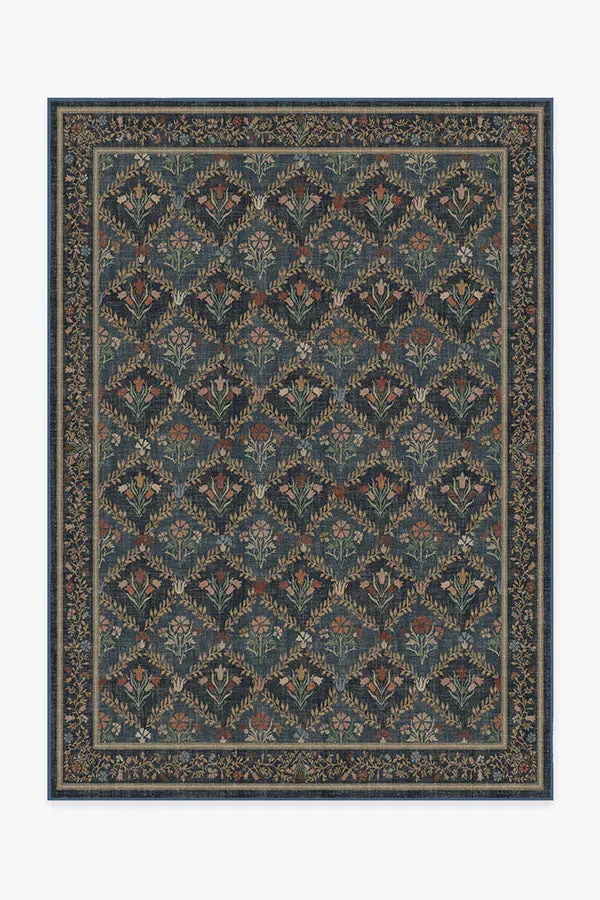 Medium Area Rug Machine Washable - Blue