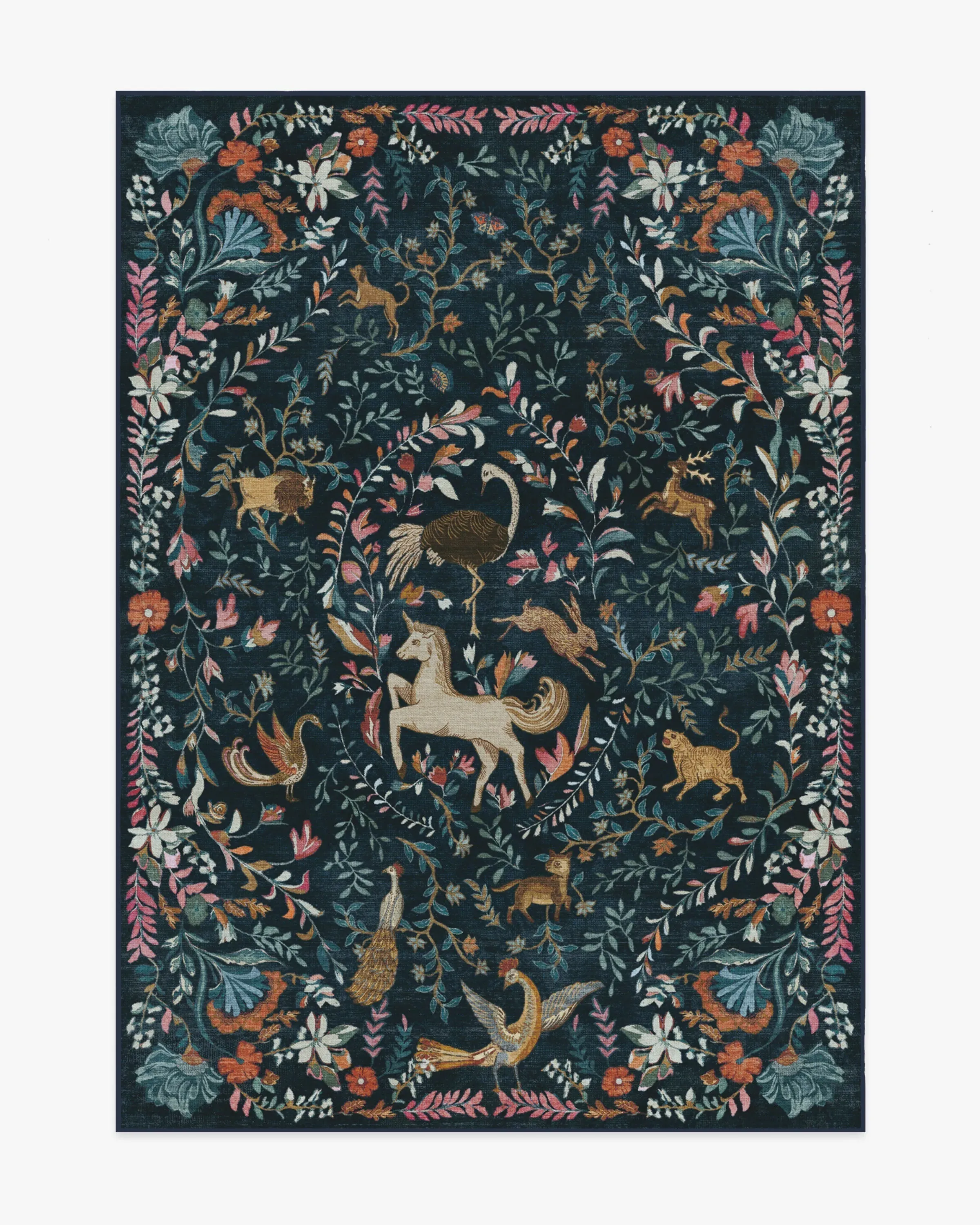 Medium Area Rug Machine Washable - Blue