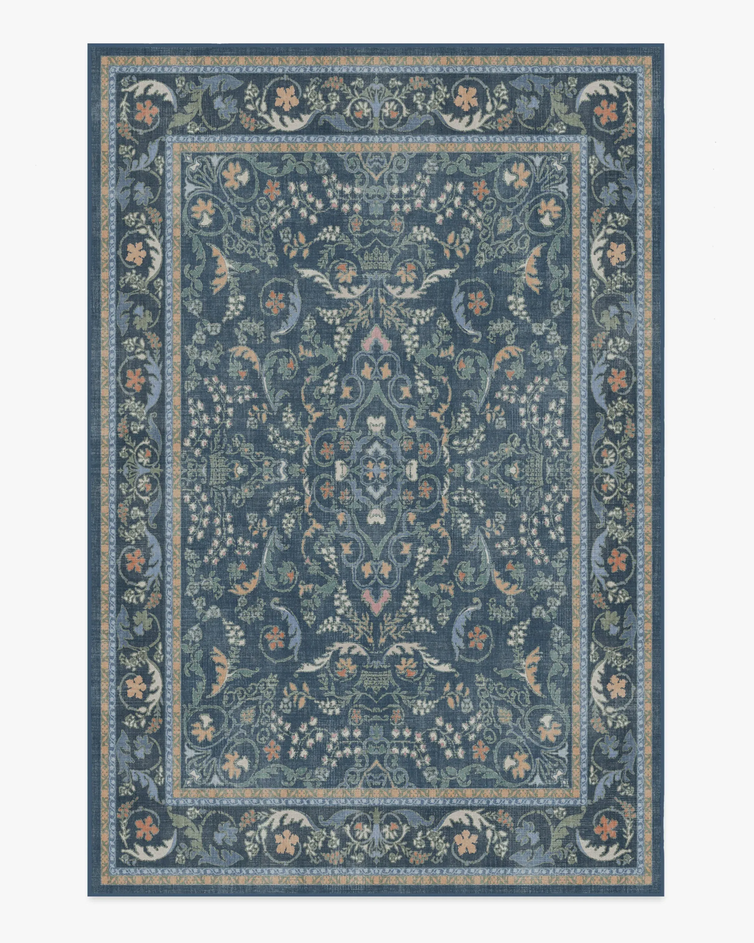 Medium Area Rug Machine Washable - Blue