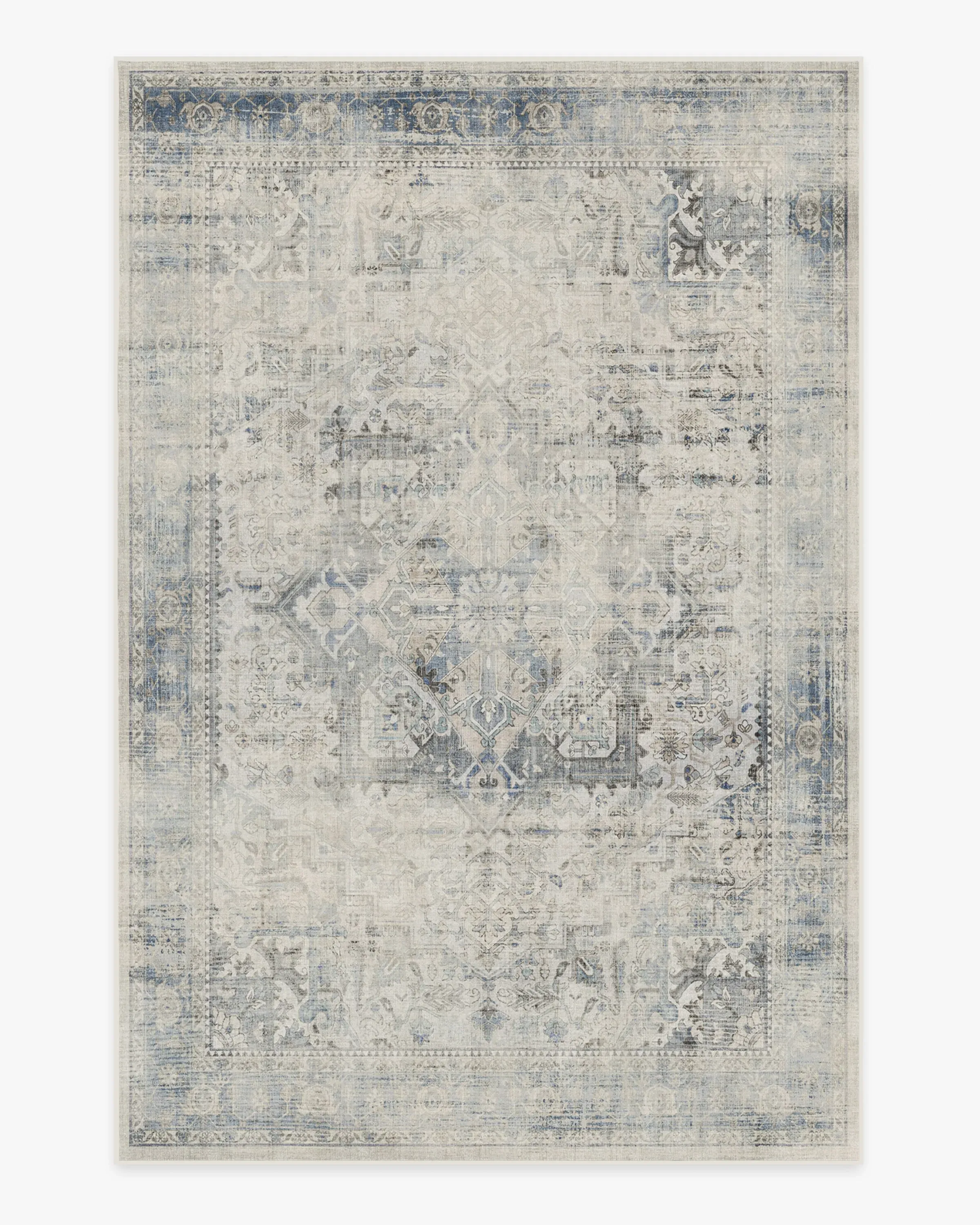Medium Area Rug Machine Washable - Blue