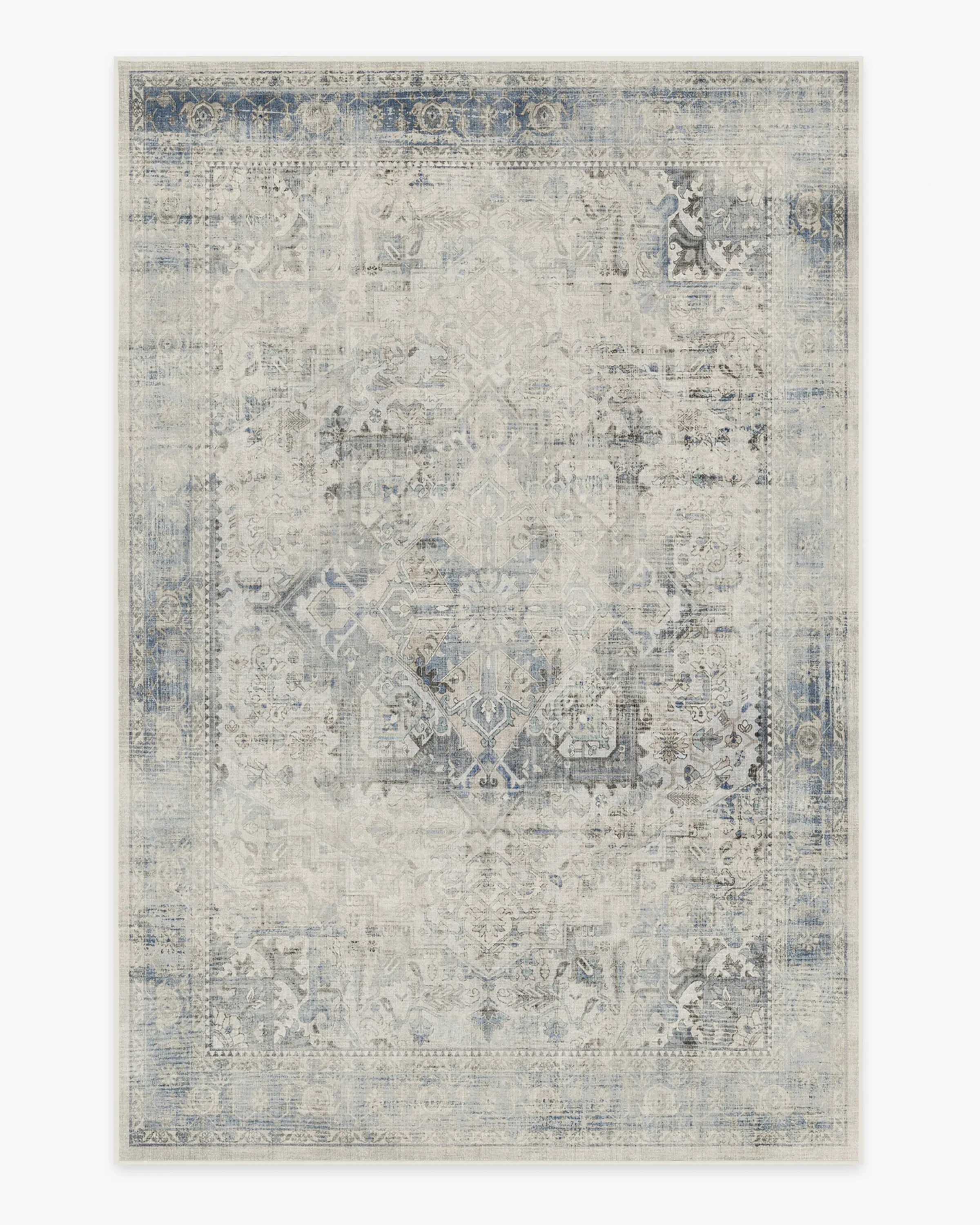 Medium Area Rug Machine Washable - Blue