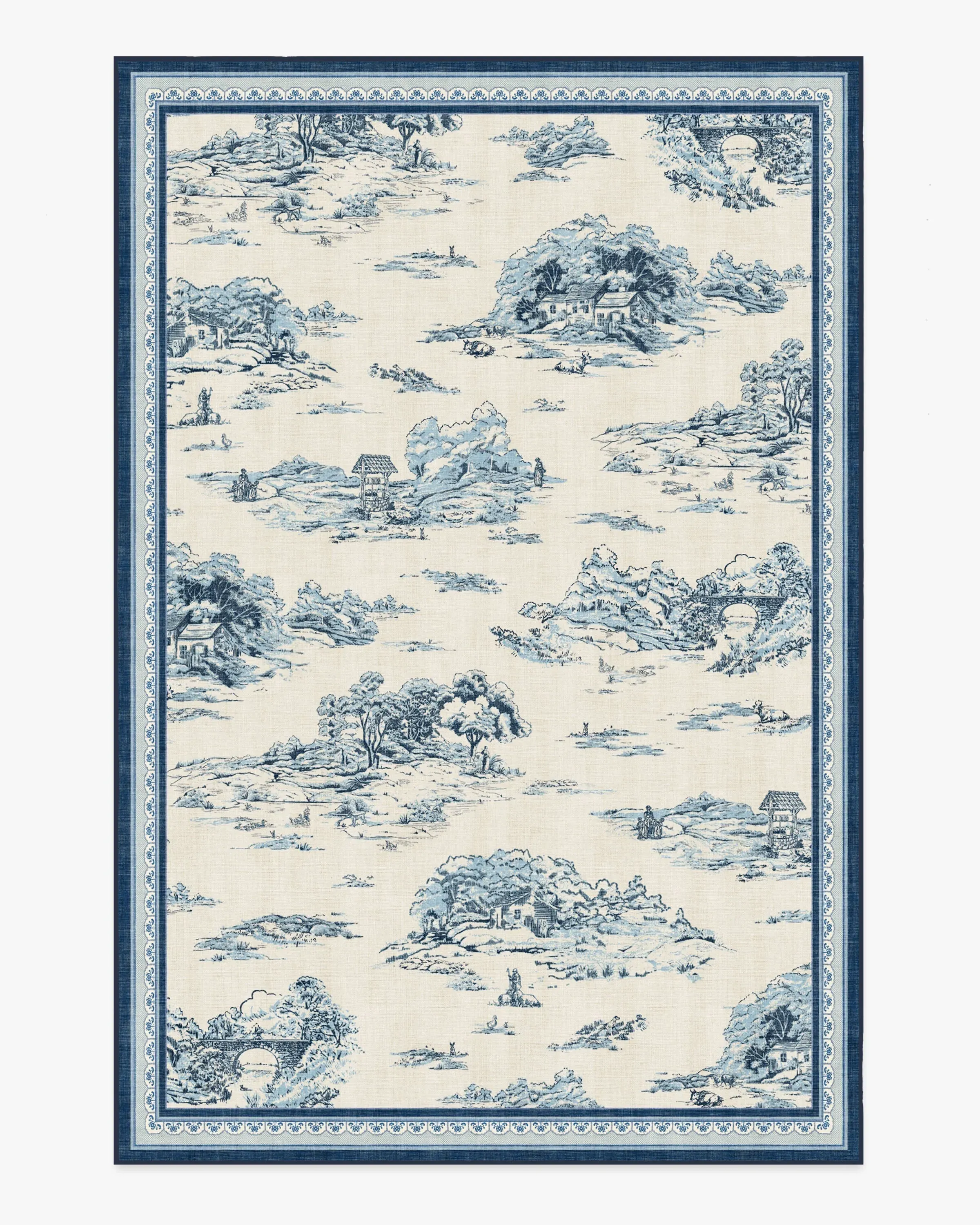 Medium Area Rug Machine Washable - Blue