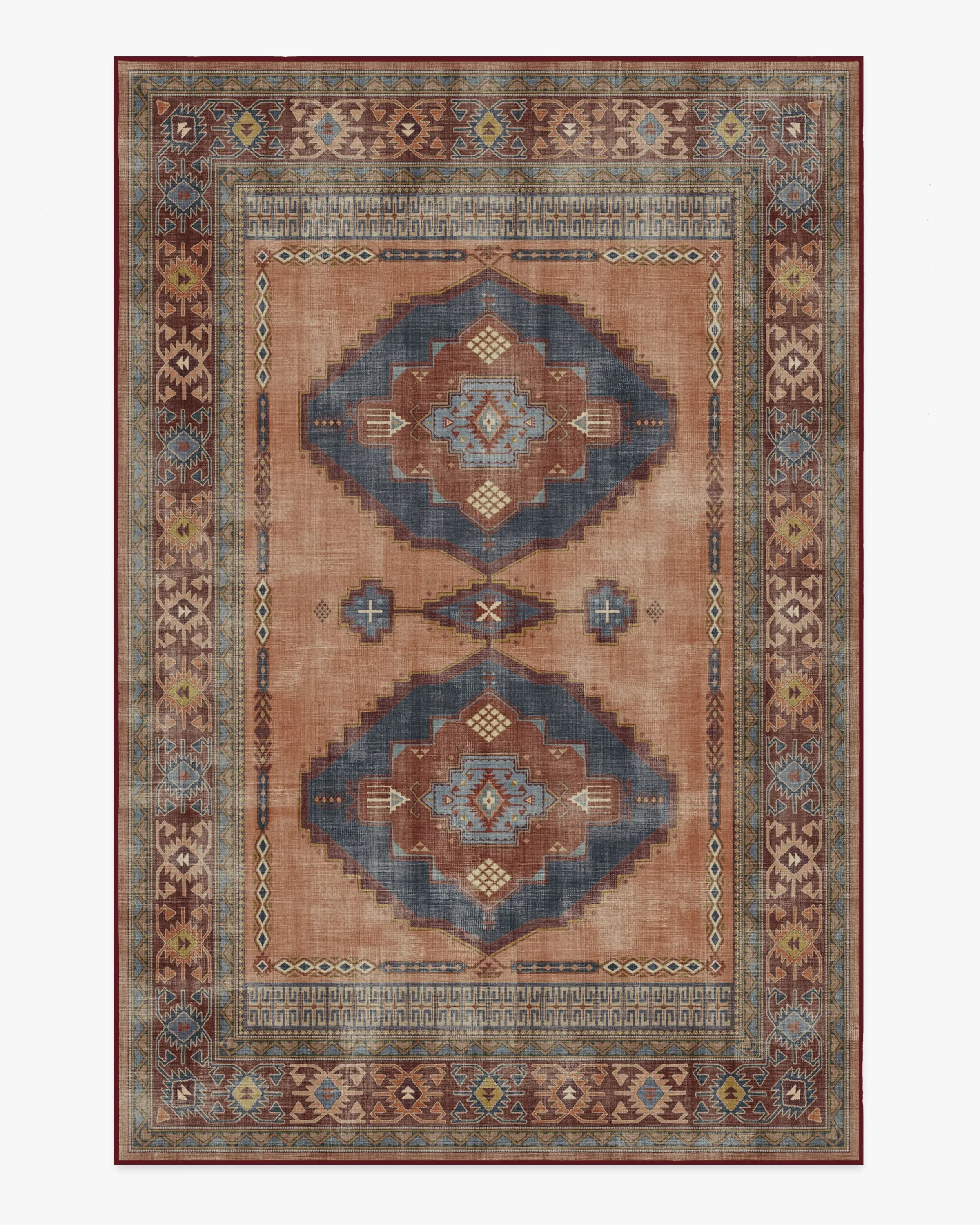 Medium Area Rug Machine Washable - Copper Coral