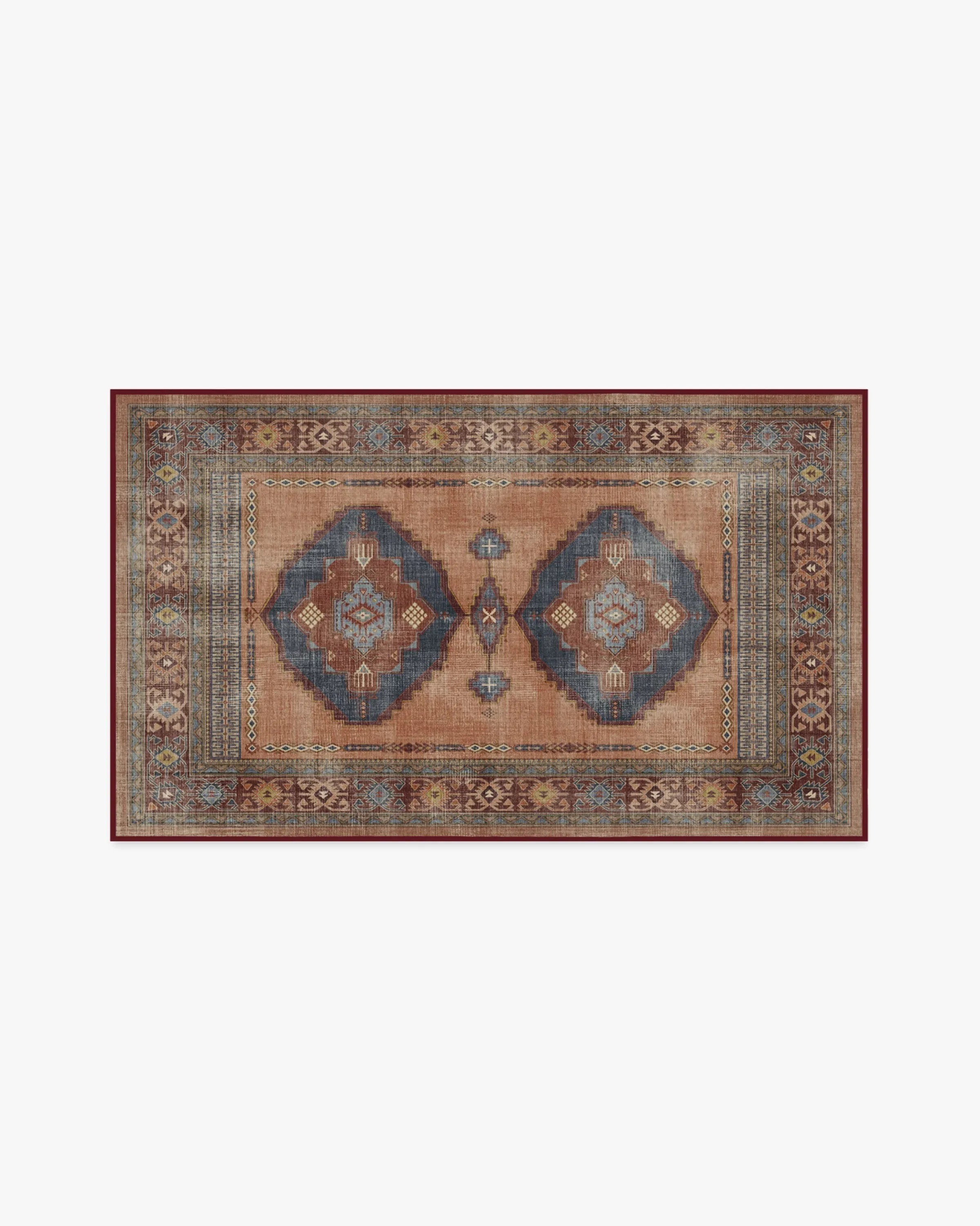 Medium Area Rug Machine Washable - Copper Coral