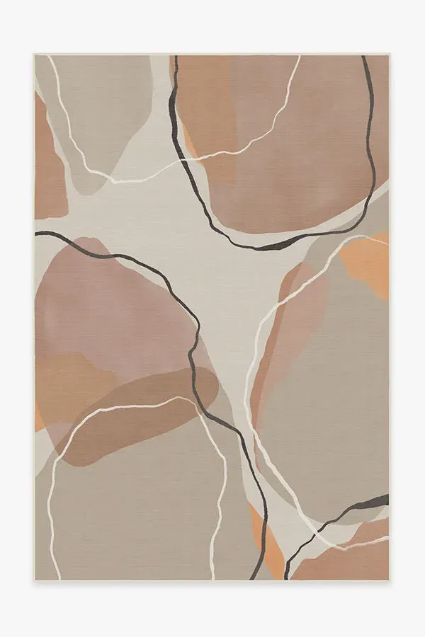 Medium Area Rug Machine Washable - Copper Rose