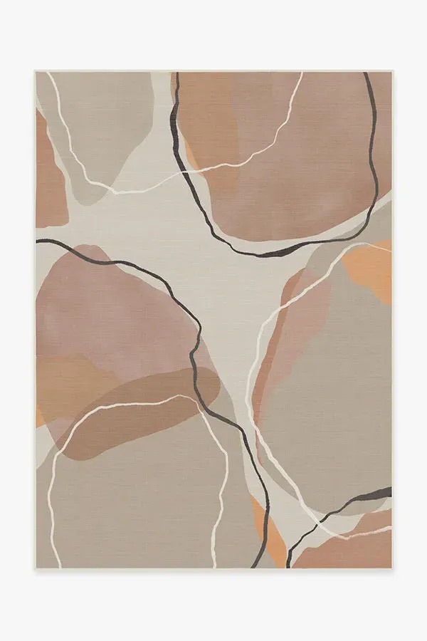 Medium Area Rug Machine Washable - Copper Rose